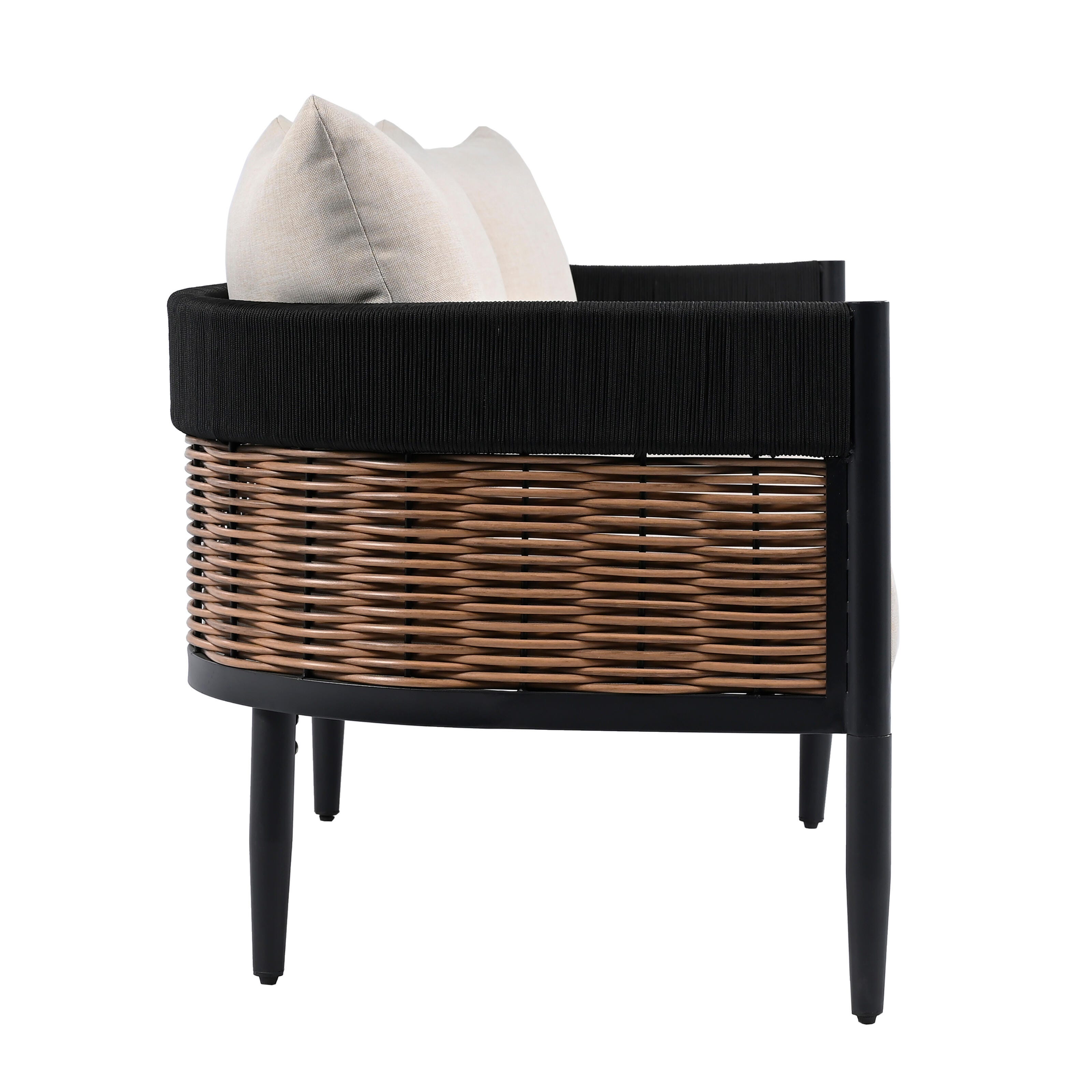 Safavieh Harrison Outdoor Sofa, Black/Tan, large