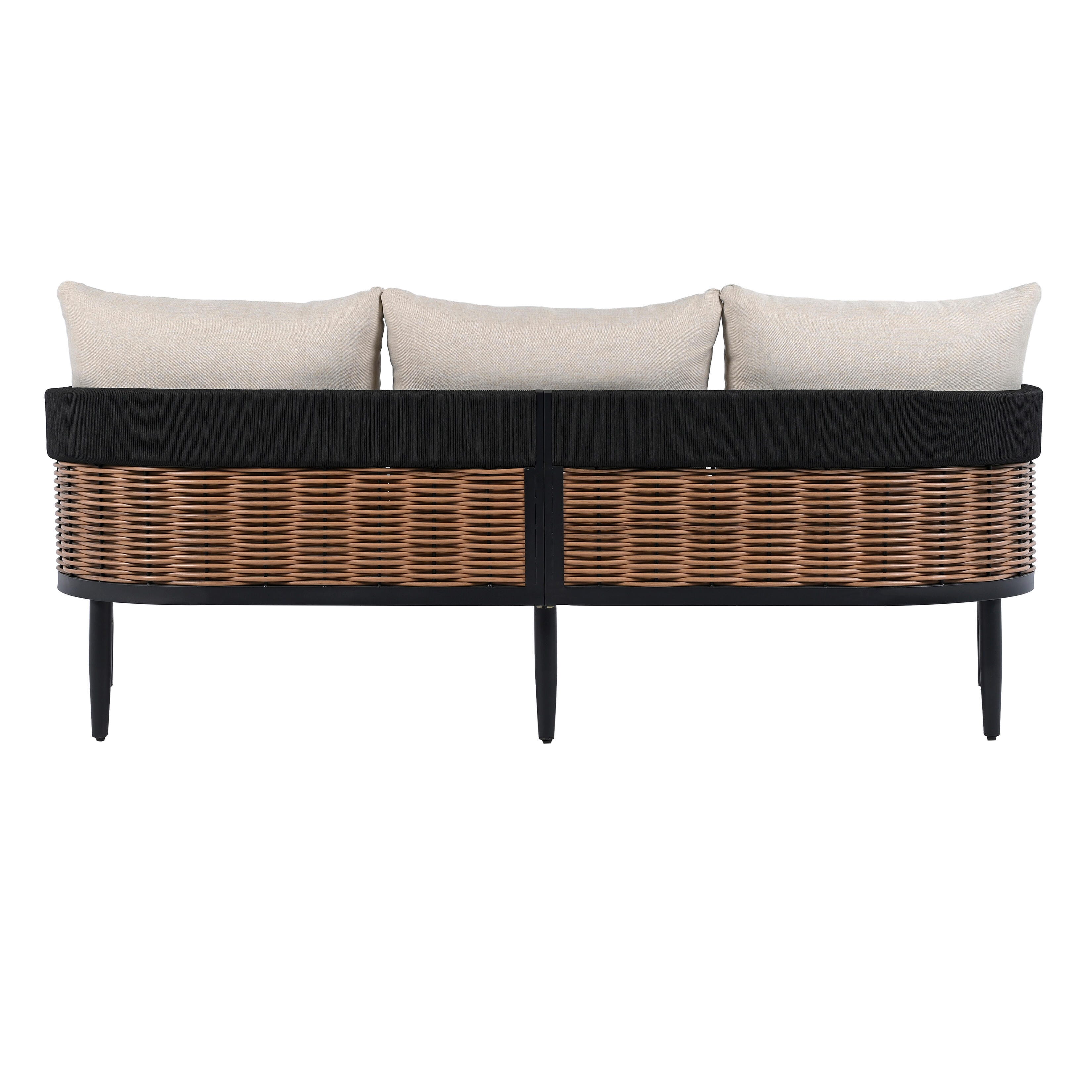 Safavieh Harrison Outdoor Sofa, Black/Tan, large