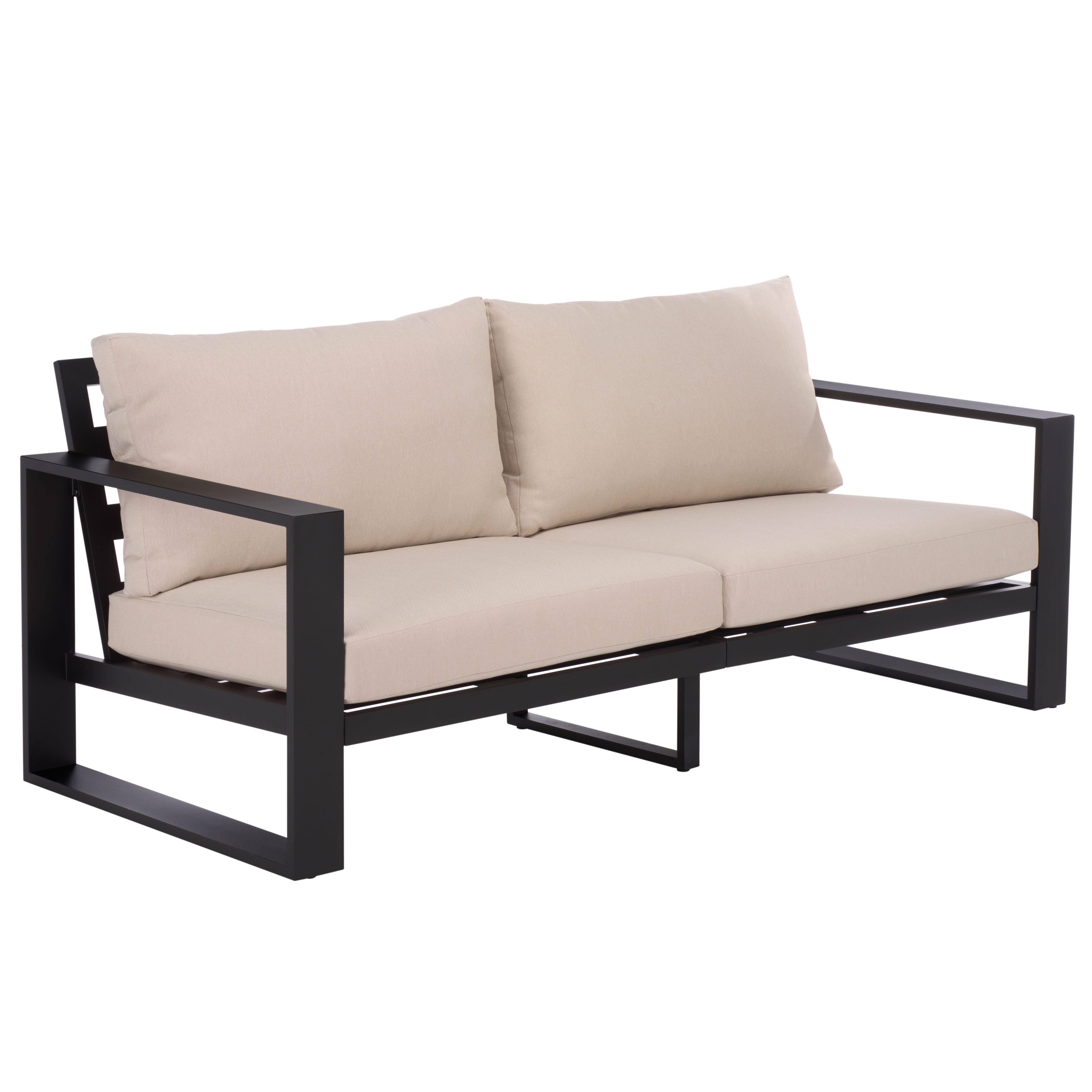 Safavieh Fash Outdoor Loveseat, Tan/Black, large