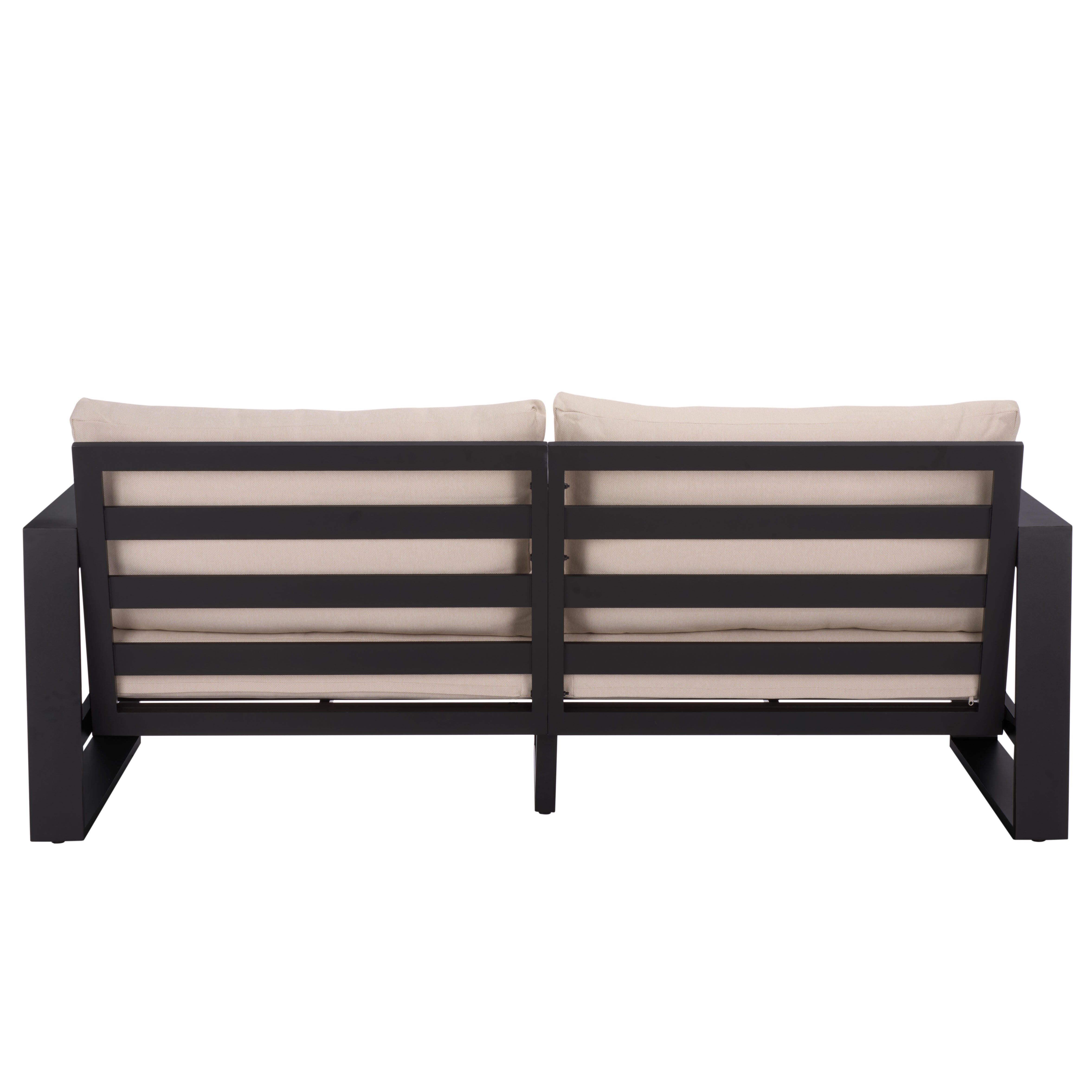 Safavieh Fash Outdoor Loveseat, Tan/Black, large