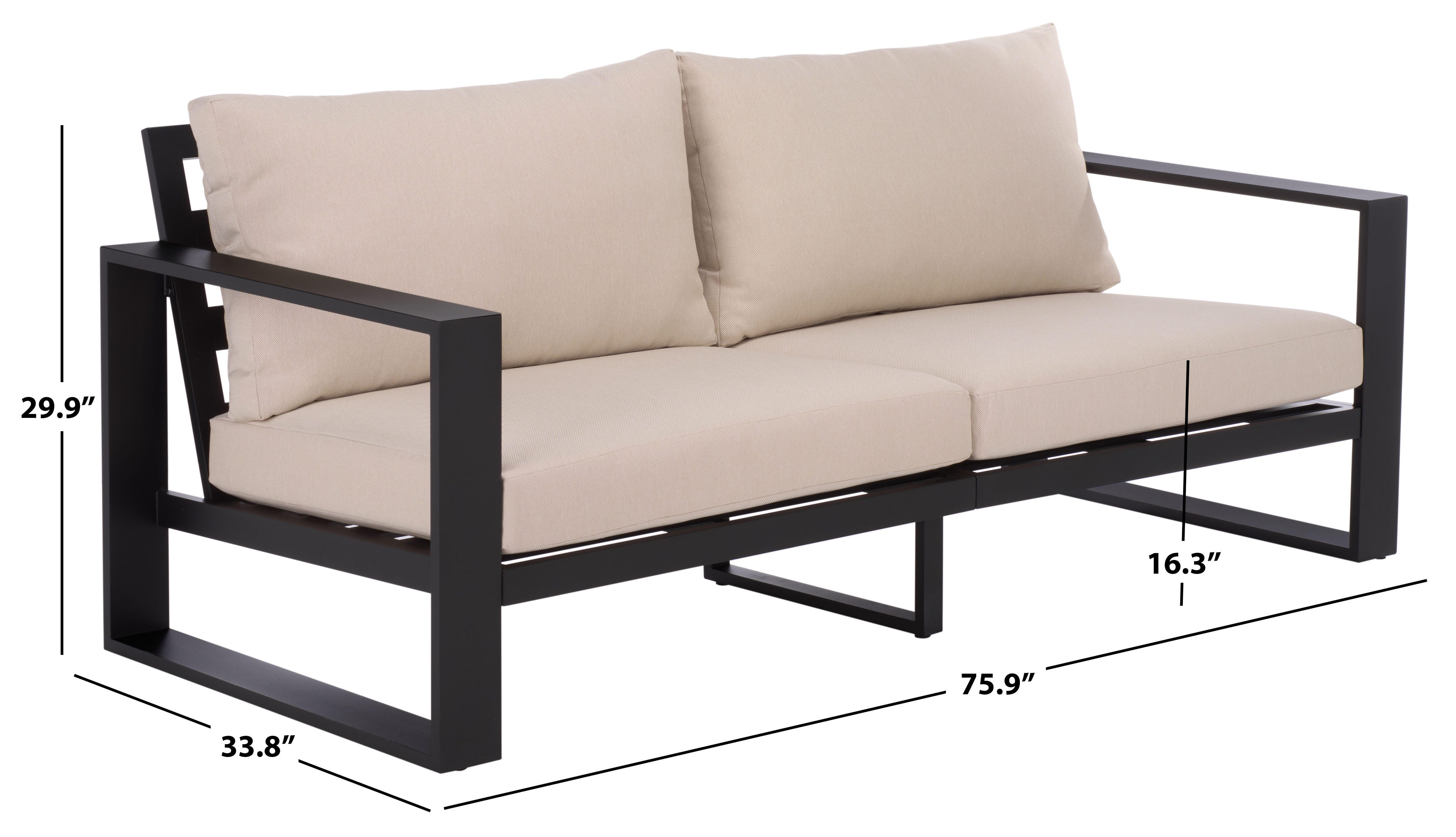 Safavieh Fash Outdoor Loveseat, Tan/Black, large