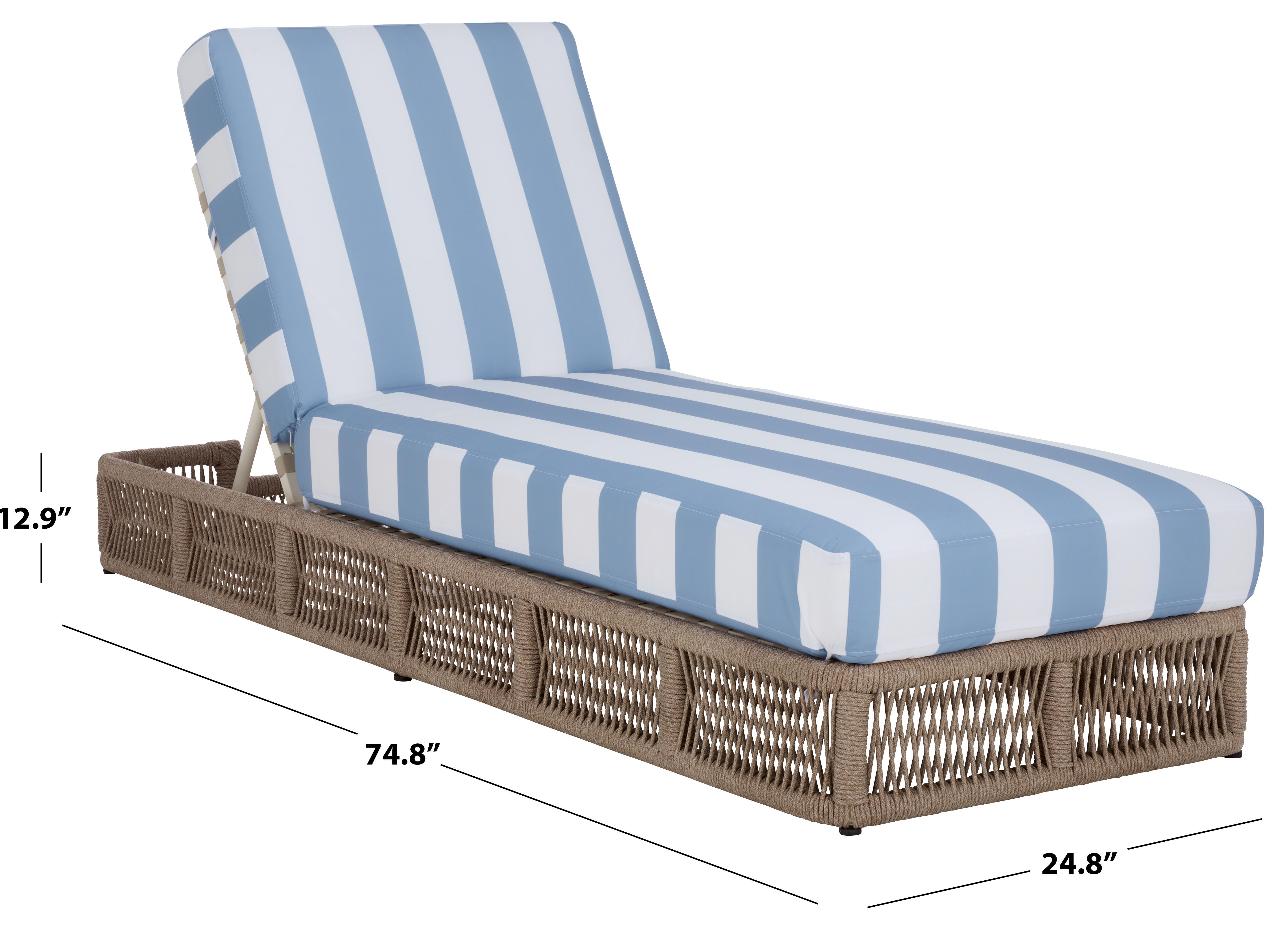 Safavieh Gillian Outdoor Chaise Lounge, Tan/Blue, large