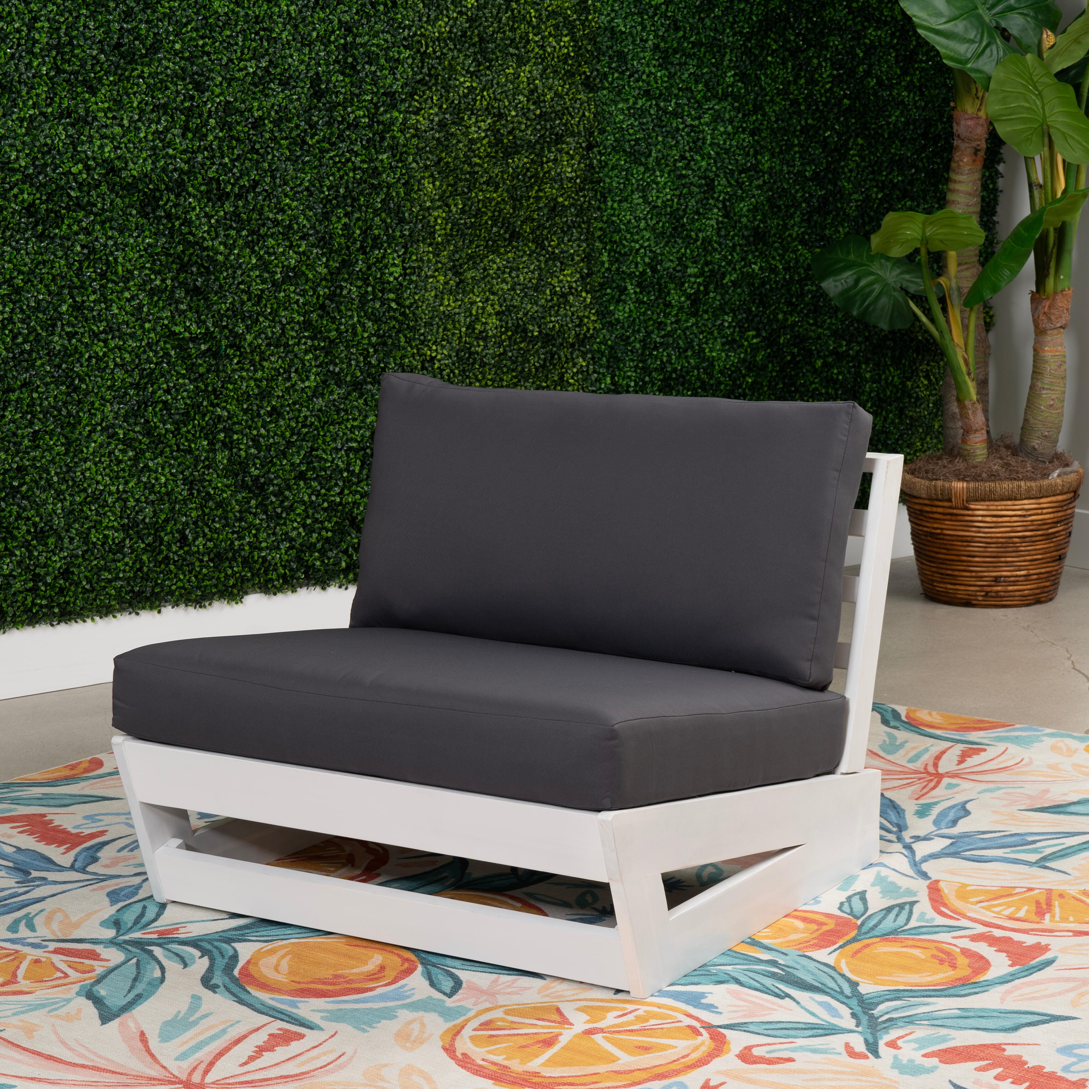 Linon Carmel Outdoor Lounge Chair, White/Gray, rollover