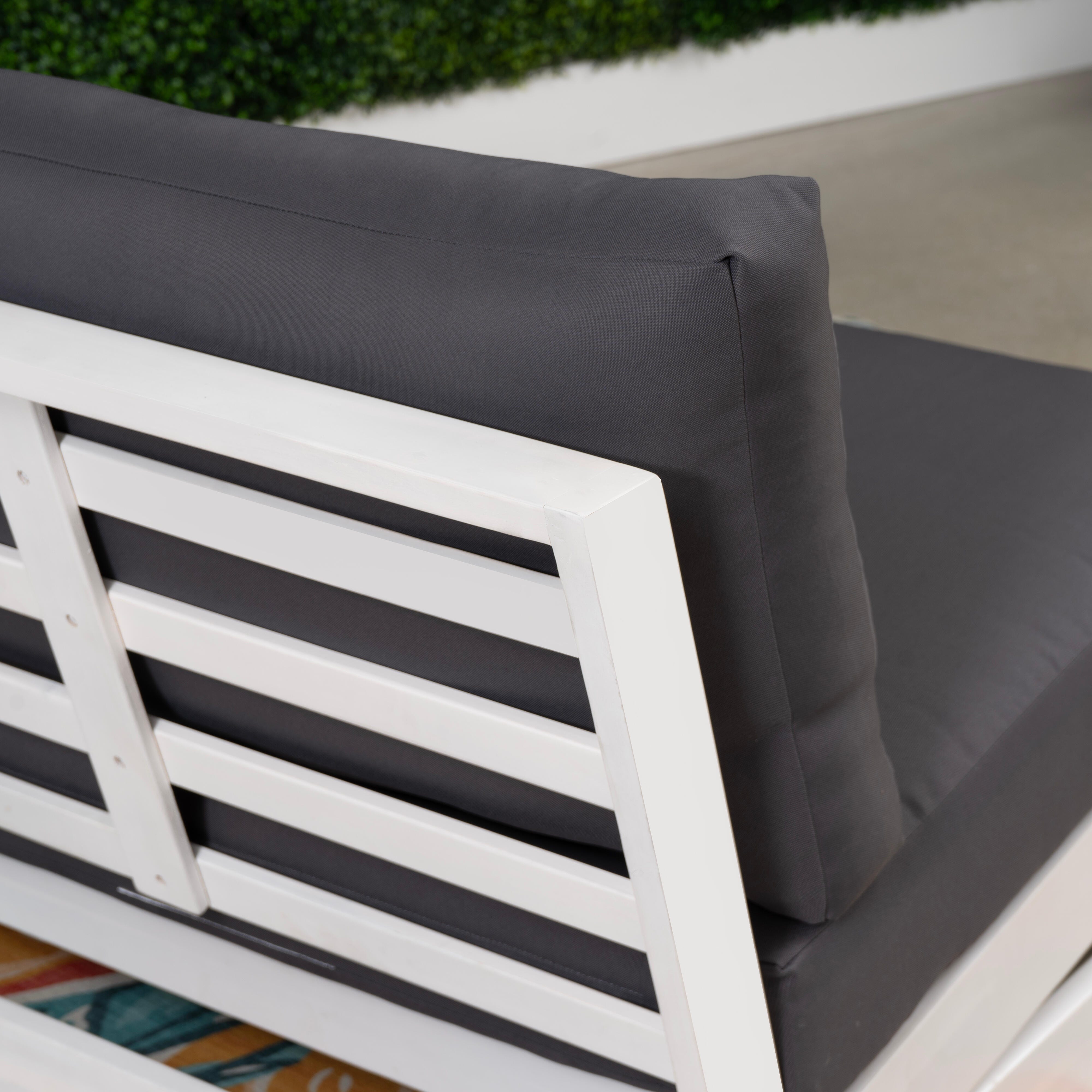 Linon Carmel Outdoor Lounge Chair, White/Gray, large