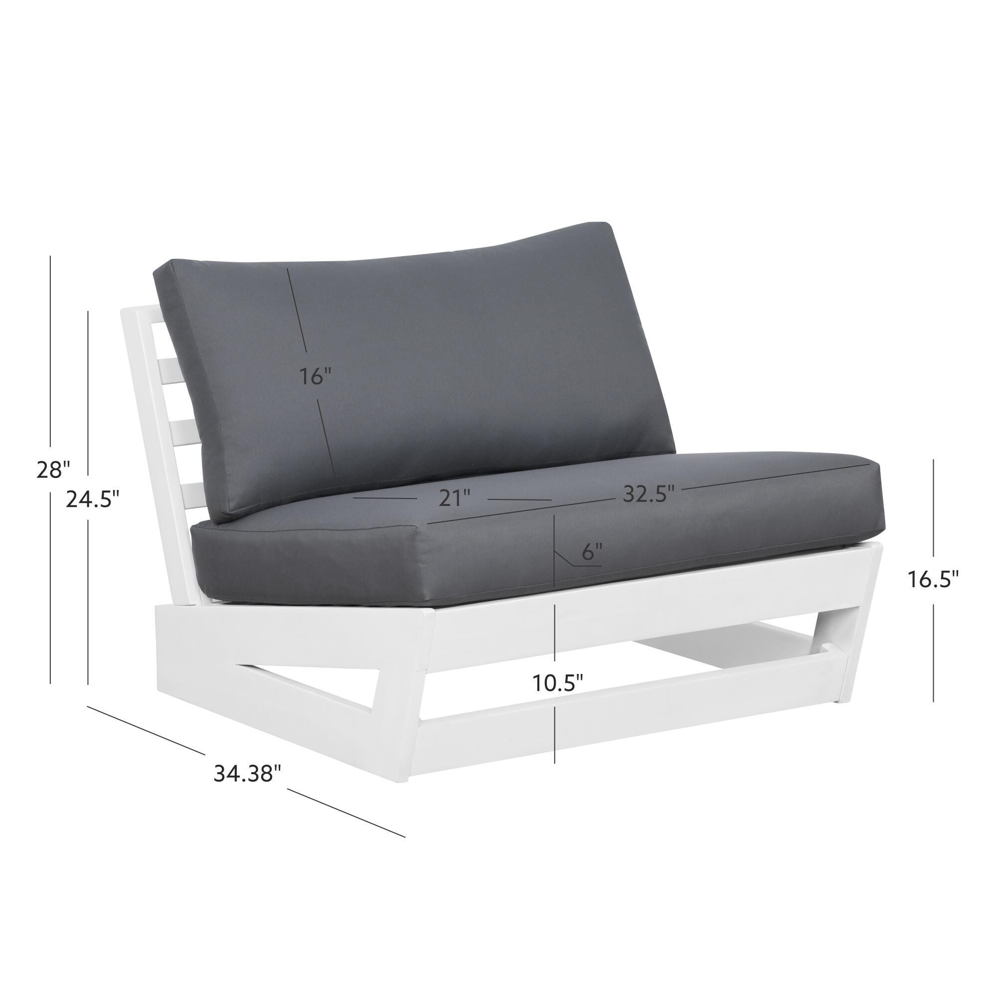 Linon Carmel Outdoor Lounge Chair, White/Gray, large