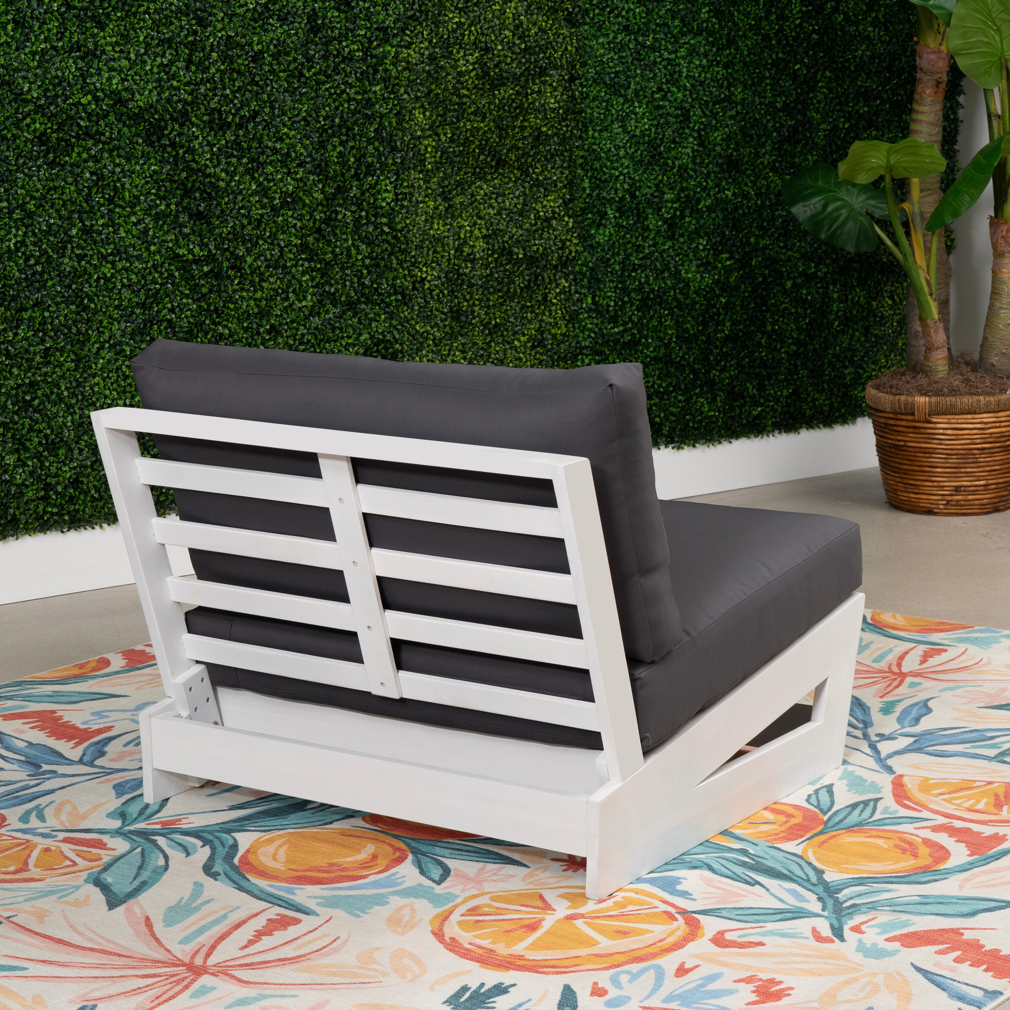 Linon Carmel Outdoor Lounge Chair, White/Gray, large