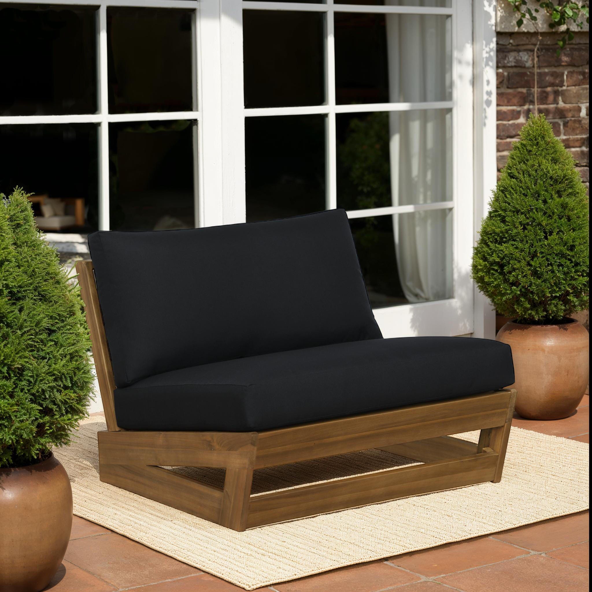 Linon Carmel Outdoor Lounge Chair, Brown/Black, rollover