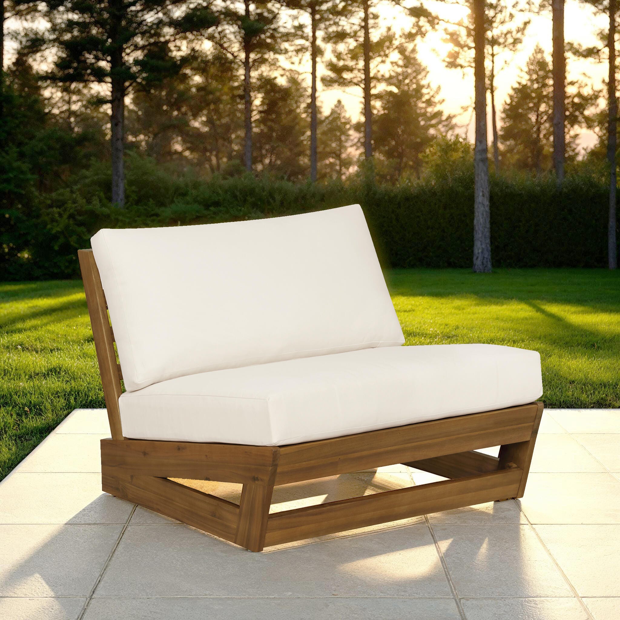 Linon Carmel Outdoor Lounge Chair, Brown/Cream, rollover