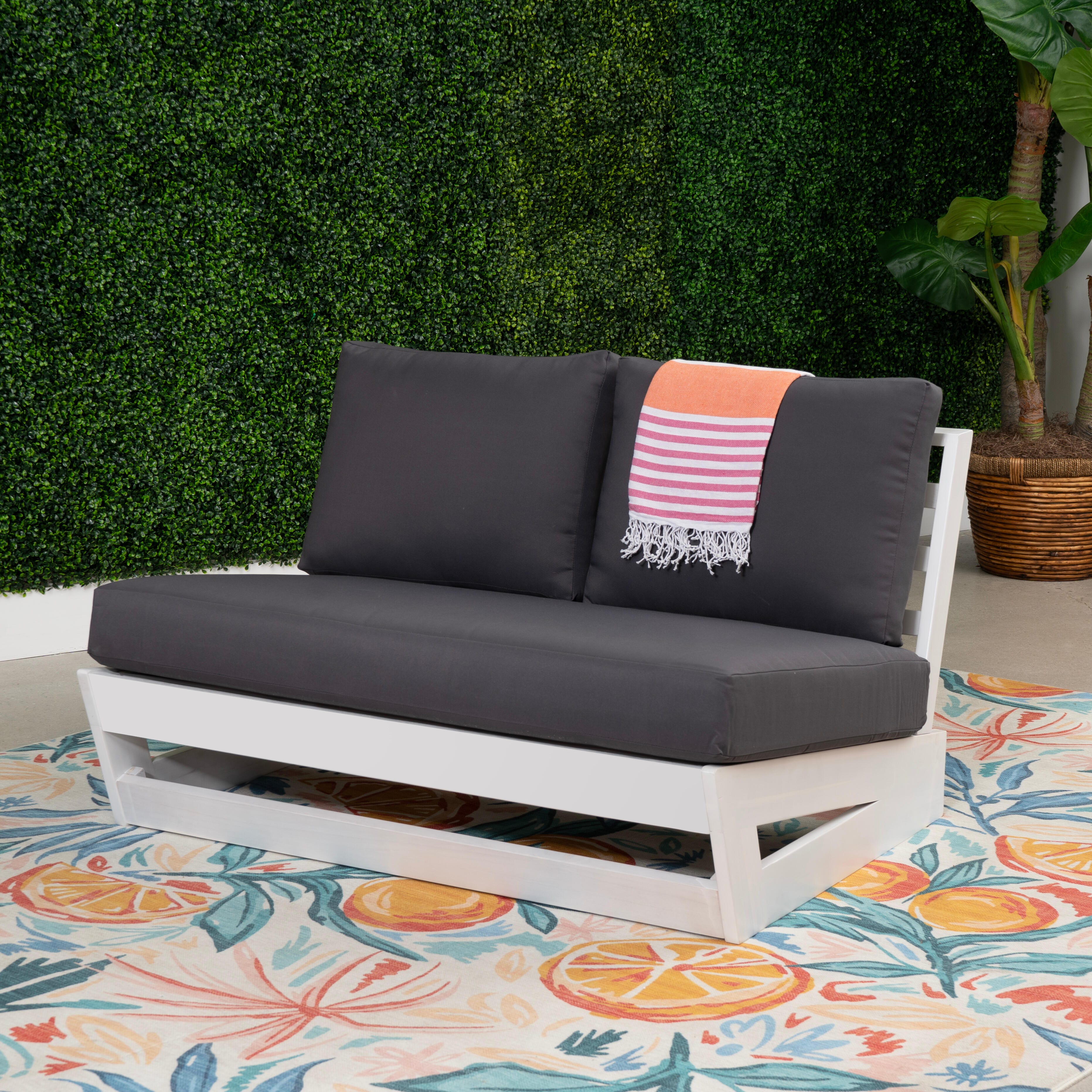 Linon Outdoor Bench, White/Gray, rollover