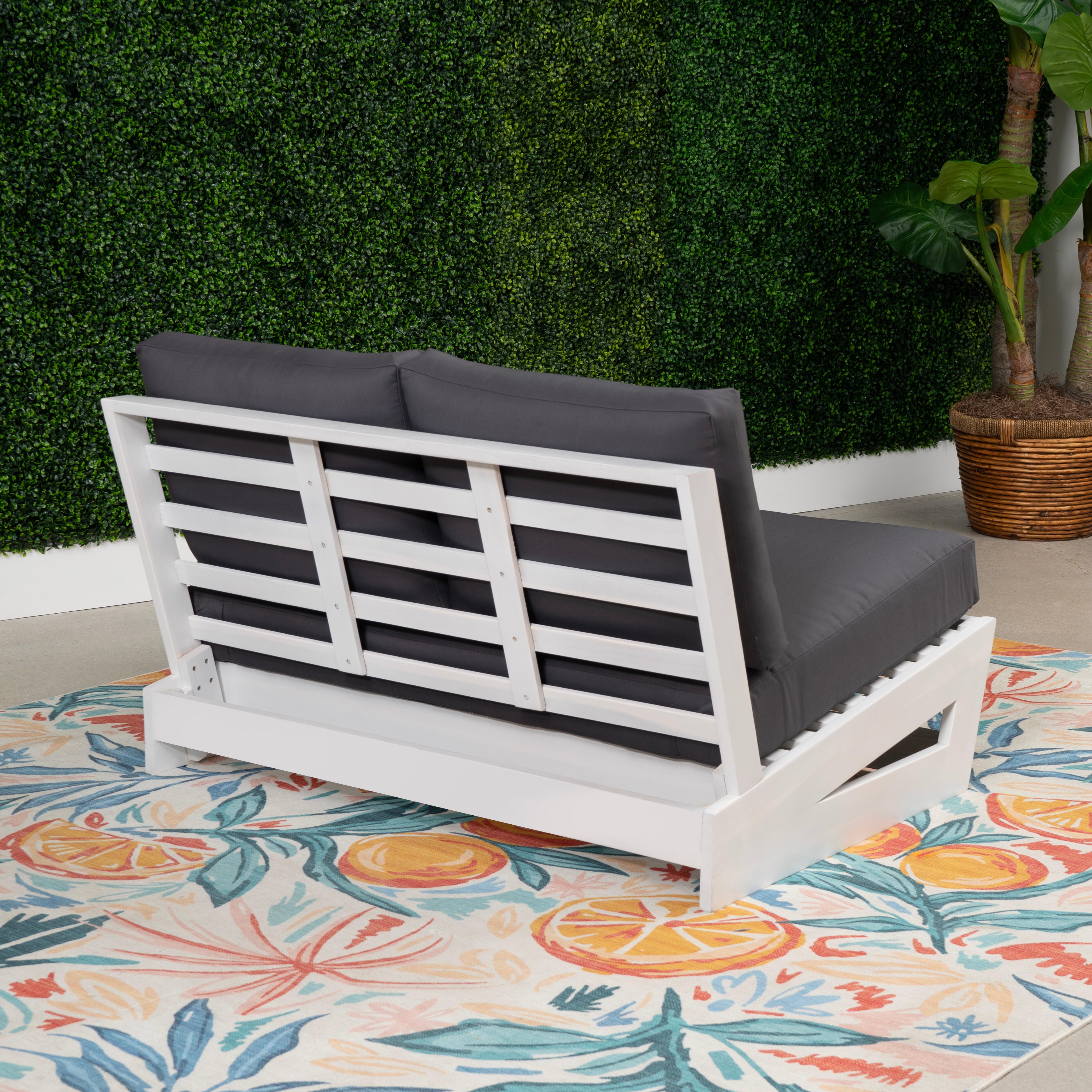 Linon Outdoor Bench, White/Gray, large