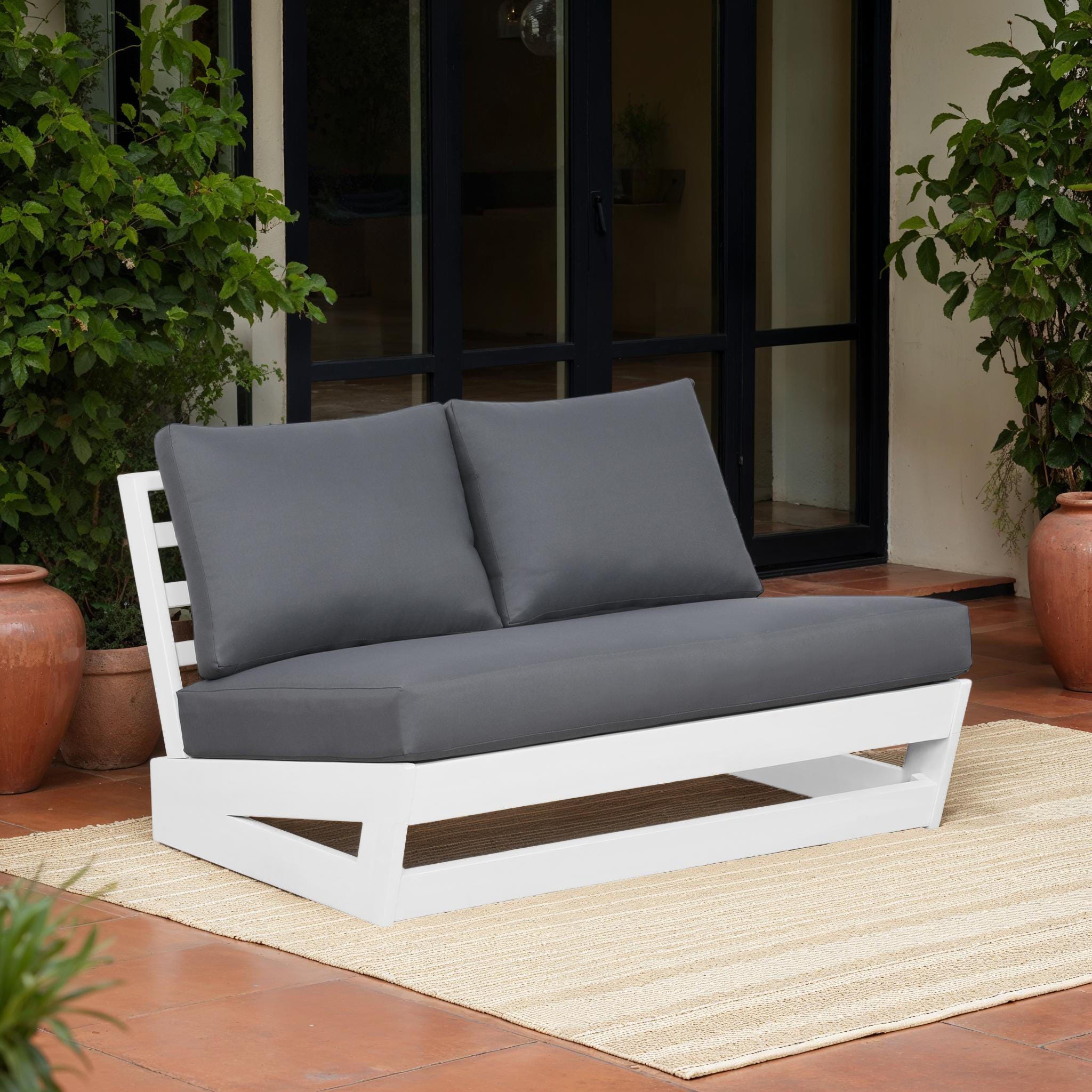 Linon Outdoor Bench, White/Gray, large