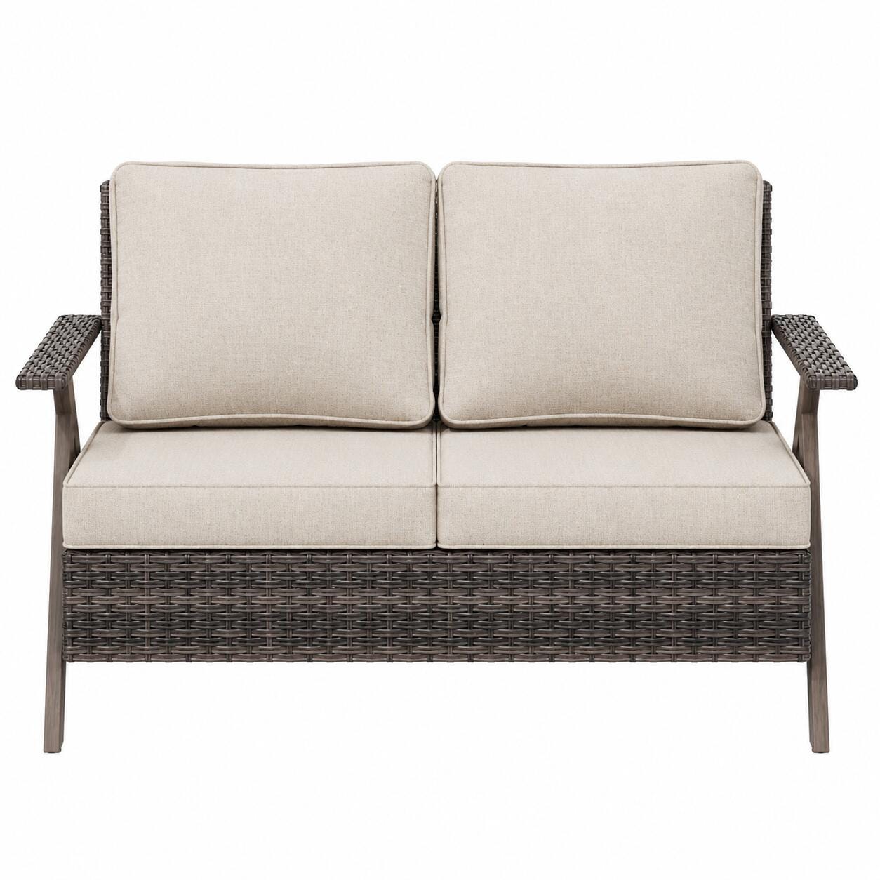 MORN HILL Sandy Shores Outdoor Loveseat, Beige/Brown, large