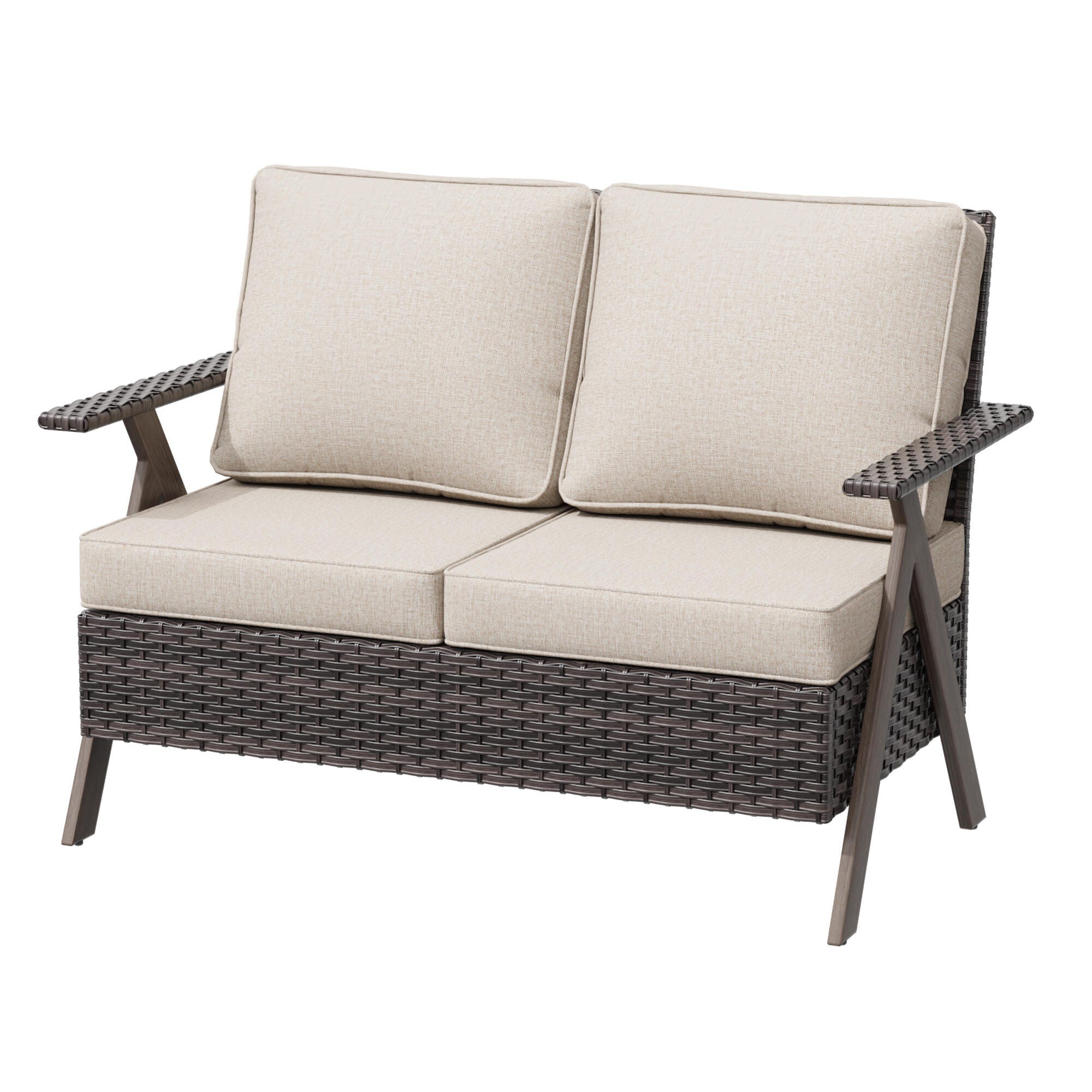 MORN HILL Sandy Shores Outdoor Loveseat, Beige/Brown, large