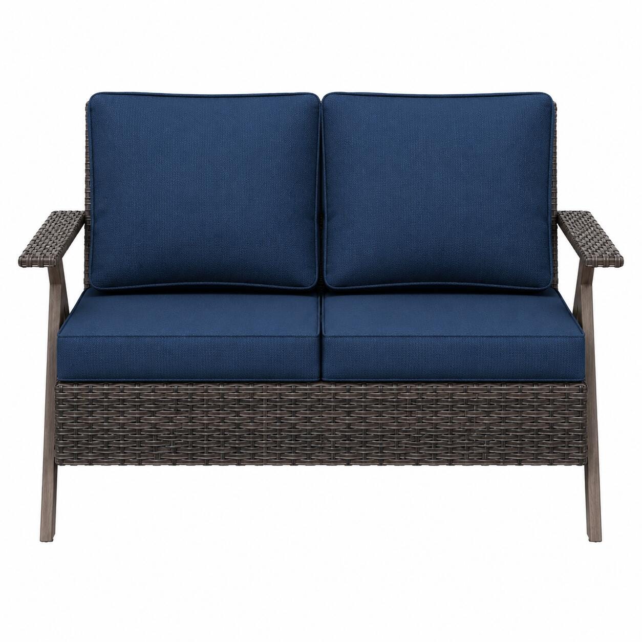 MORN HILL Sandy Shores Outdoor Loveseat, Blue/Brown, large