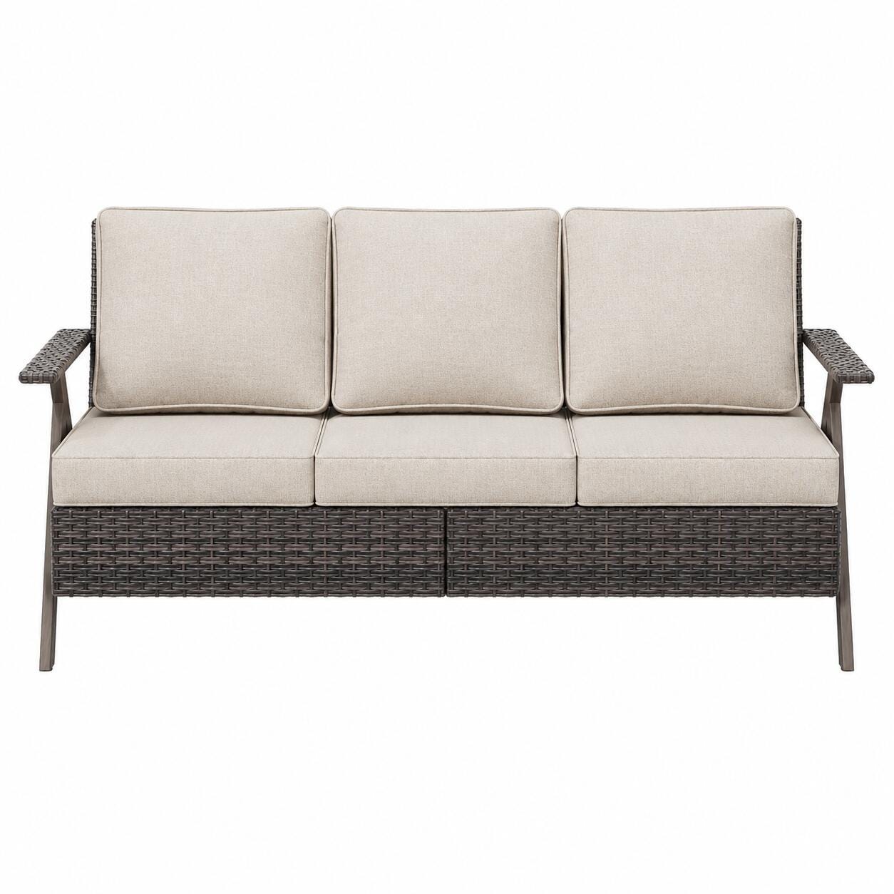 MORN HILL Sandy Shores Outdoor Sofa, Beige/Brown, large