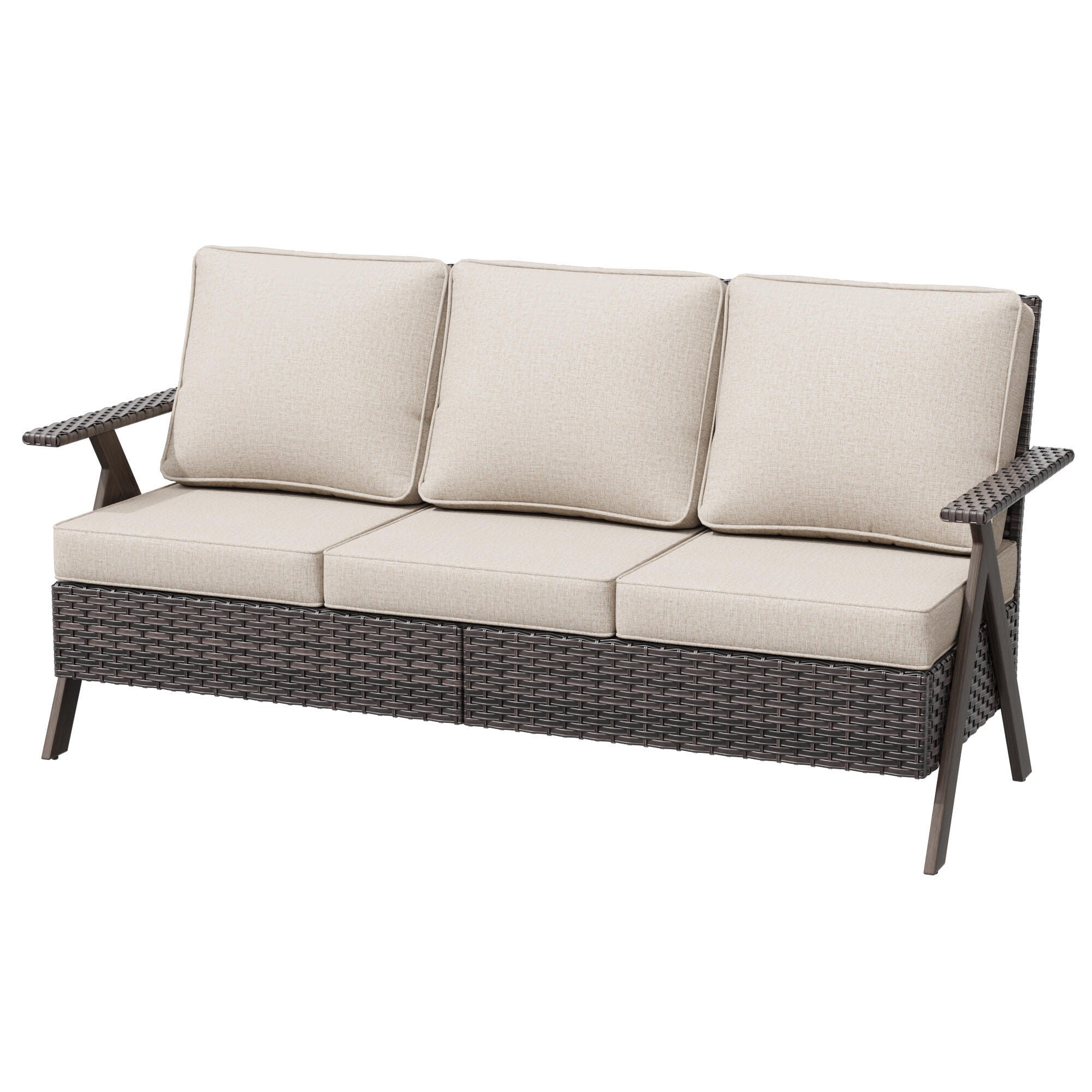 MORN HILL Sandy Shores Outdoor Sofa, Beige/Brown, large