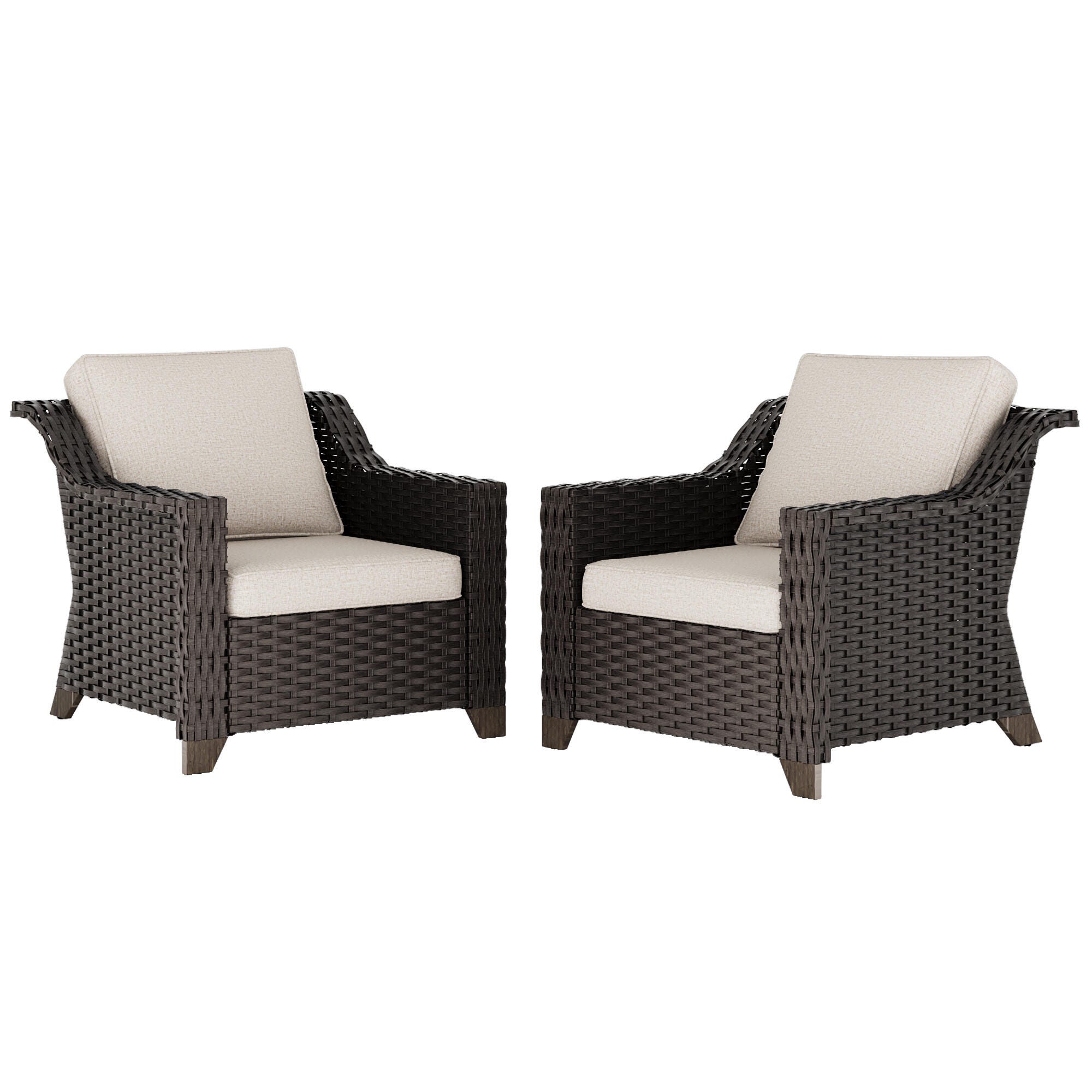 MORN HILL Sunset Cove Outdoor Lounge Chair (Set of 2), Beige/Brown, large