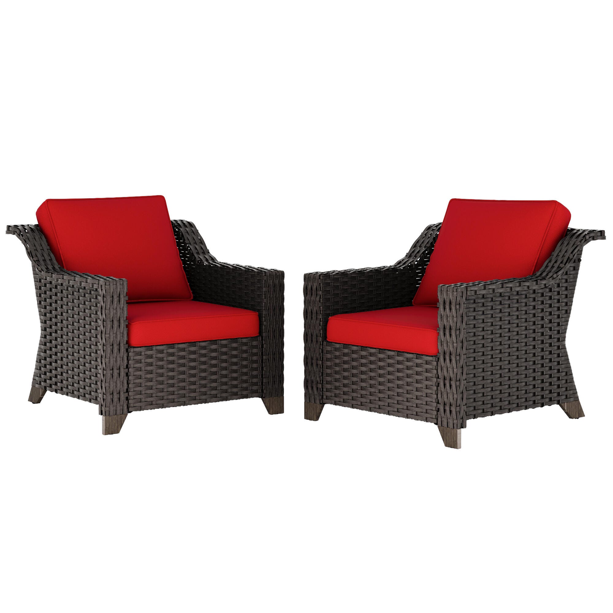 MORN HILL Sunset Cove Outdoor Lounge Chair (Set of 2), Red/Brown, large