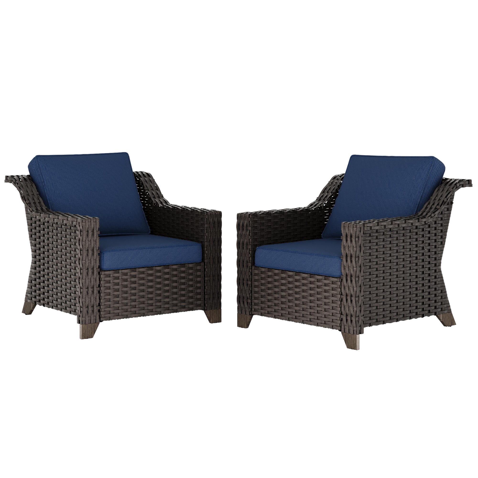 MORN HILL Sunset Cove Outdoor Lounge Chair (Set of 2), Blue/Brown, large