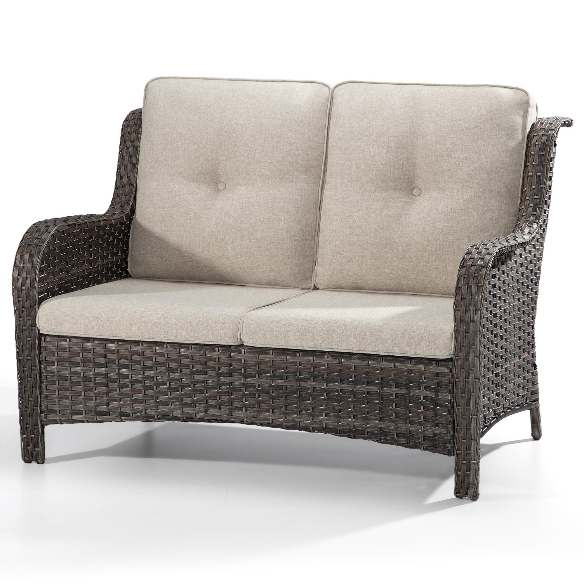 MORN HILL Haven Outdoor Loveseat, Beige/Brown, large
