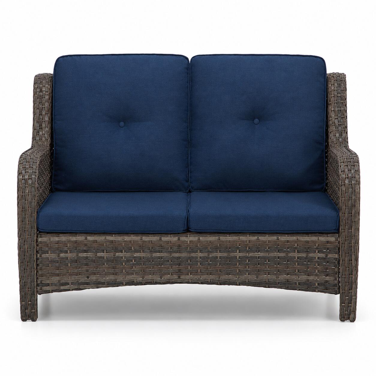 MORN HILL Haven Outdoor Loveseat, Blue/Brown, large