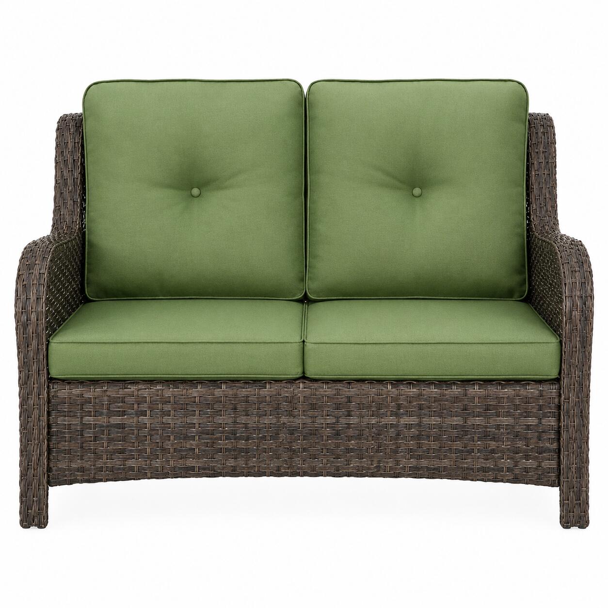 MORN HILL Haven Outdoor Loveseat, Green/Brown, large