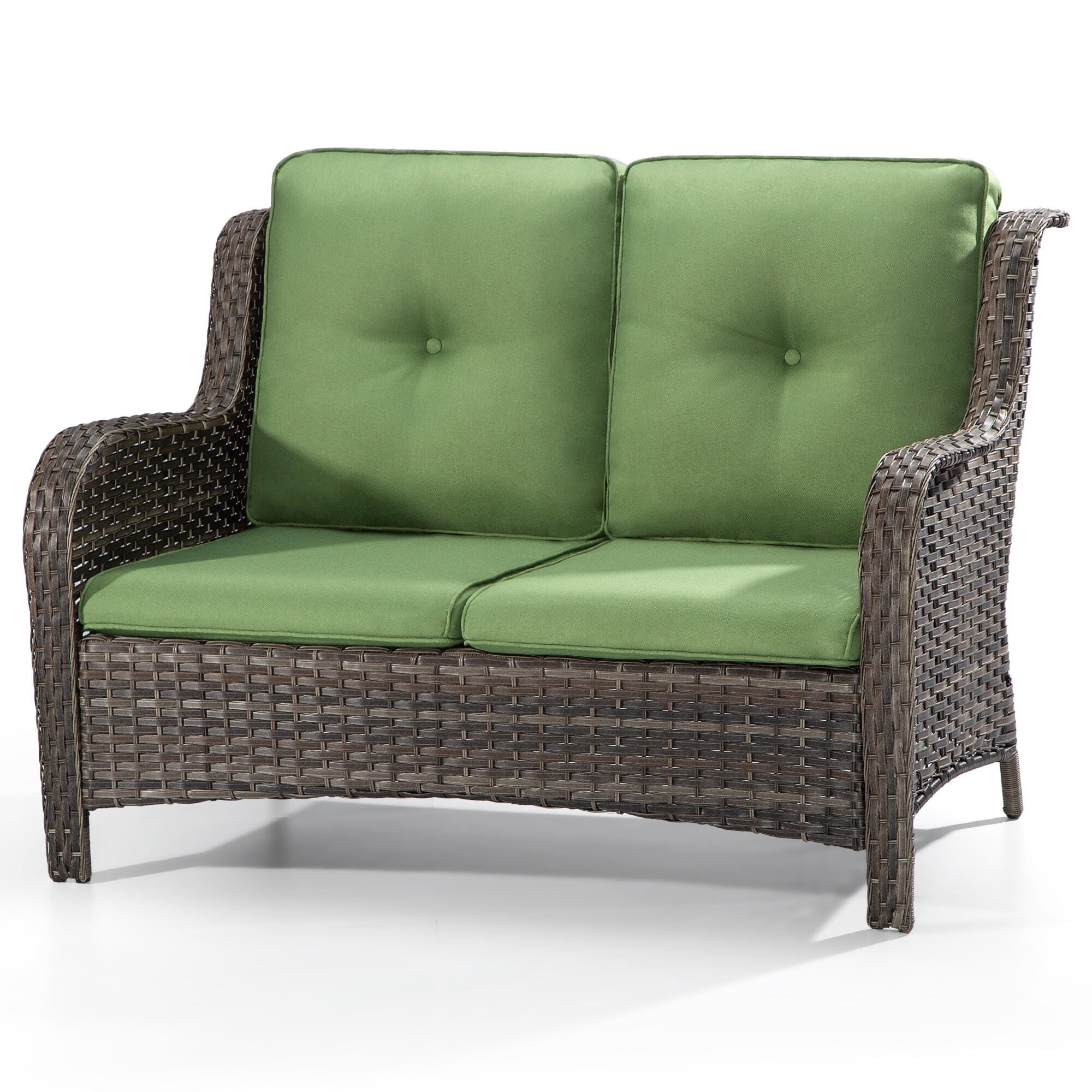 MORN HILL Haven Outdoor Loveseat, Green/Brown, large
