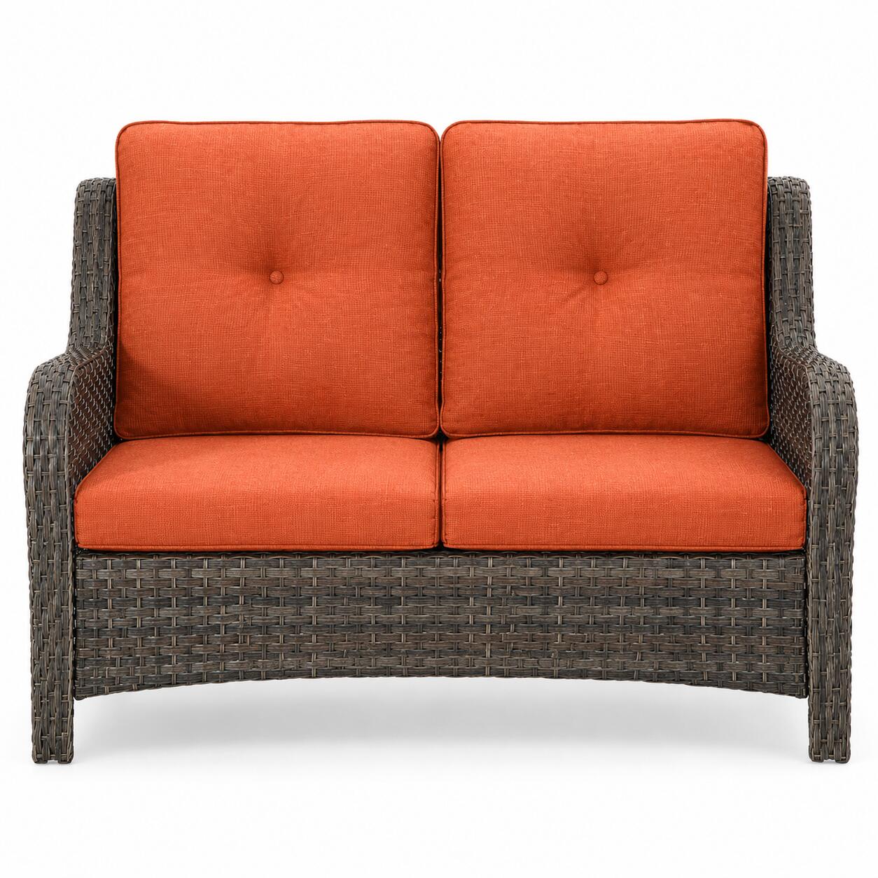 MORN HILL Haven Outdoor Loveseat, Orange/Brown, large