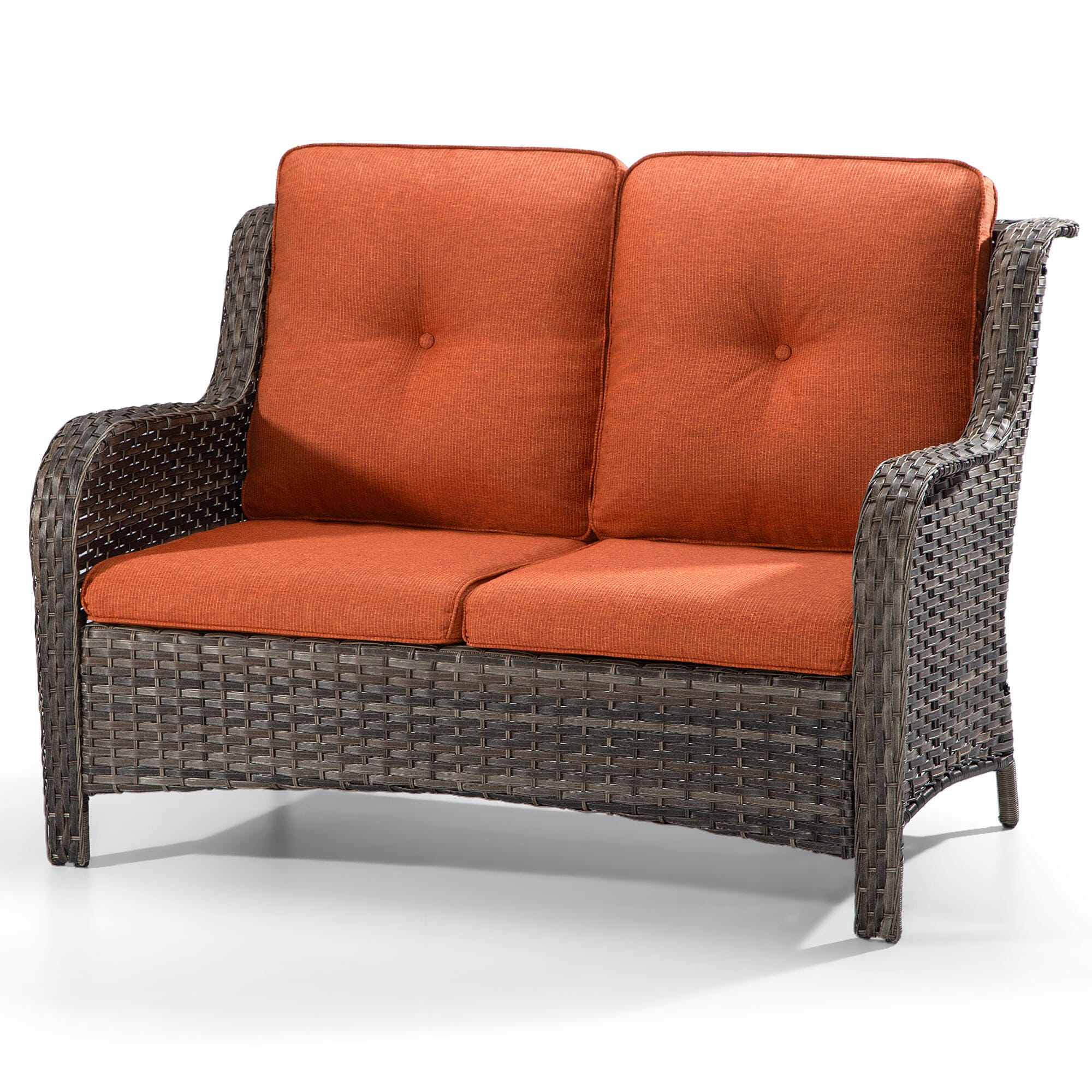 MORN HILL Haven Outdoor Loveseat, Orange/Brown, large
