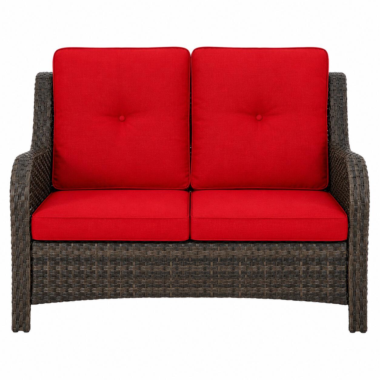 MORN HILL Haven Outdoor Loveseat, Red/Brown, large