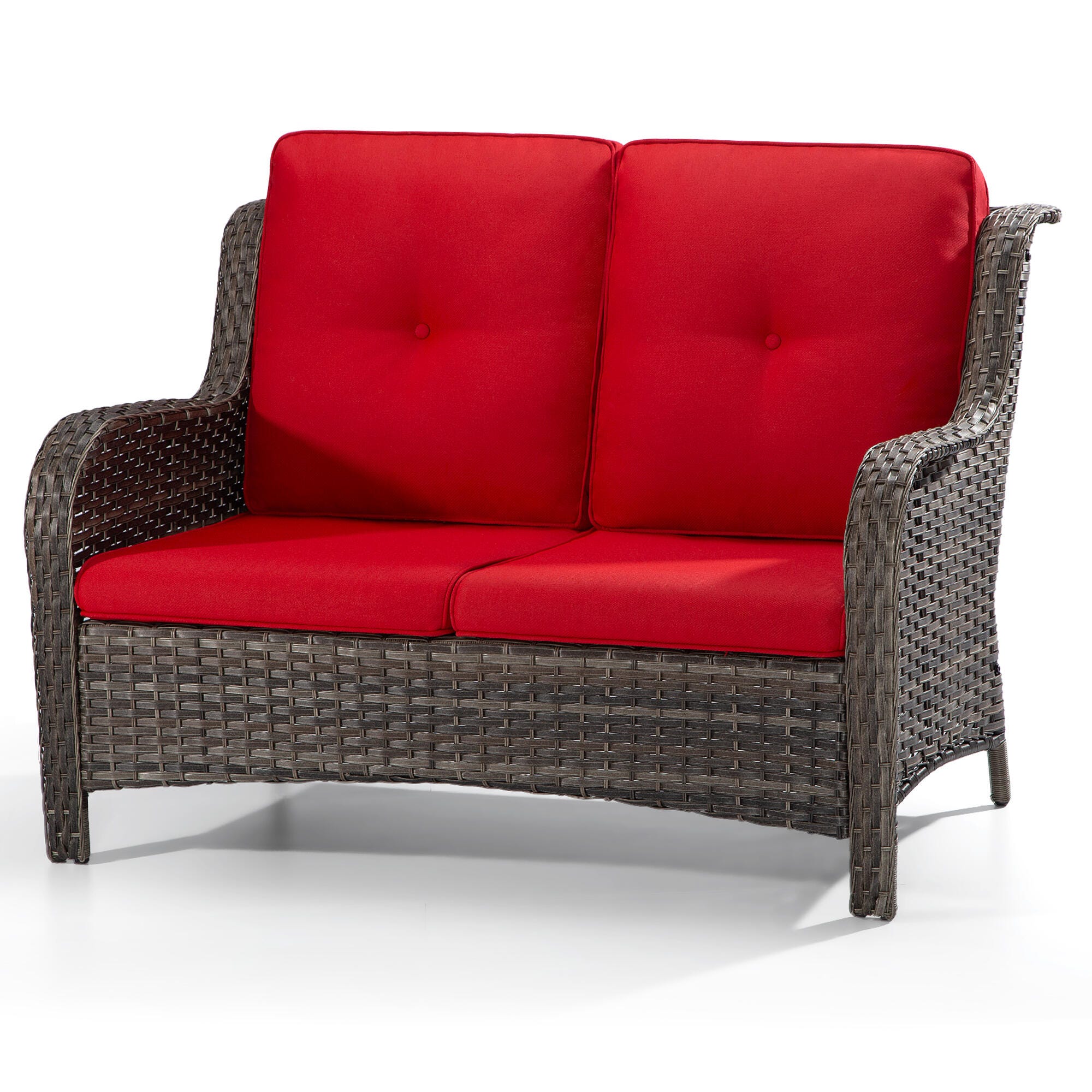 MORN HILL Haven Outdoor Loveseat, Red/Brown, large