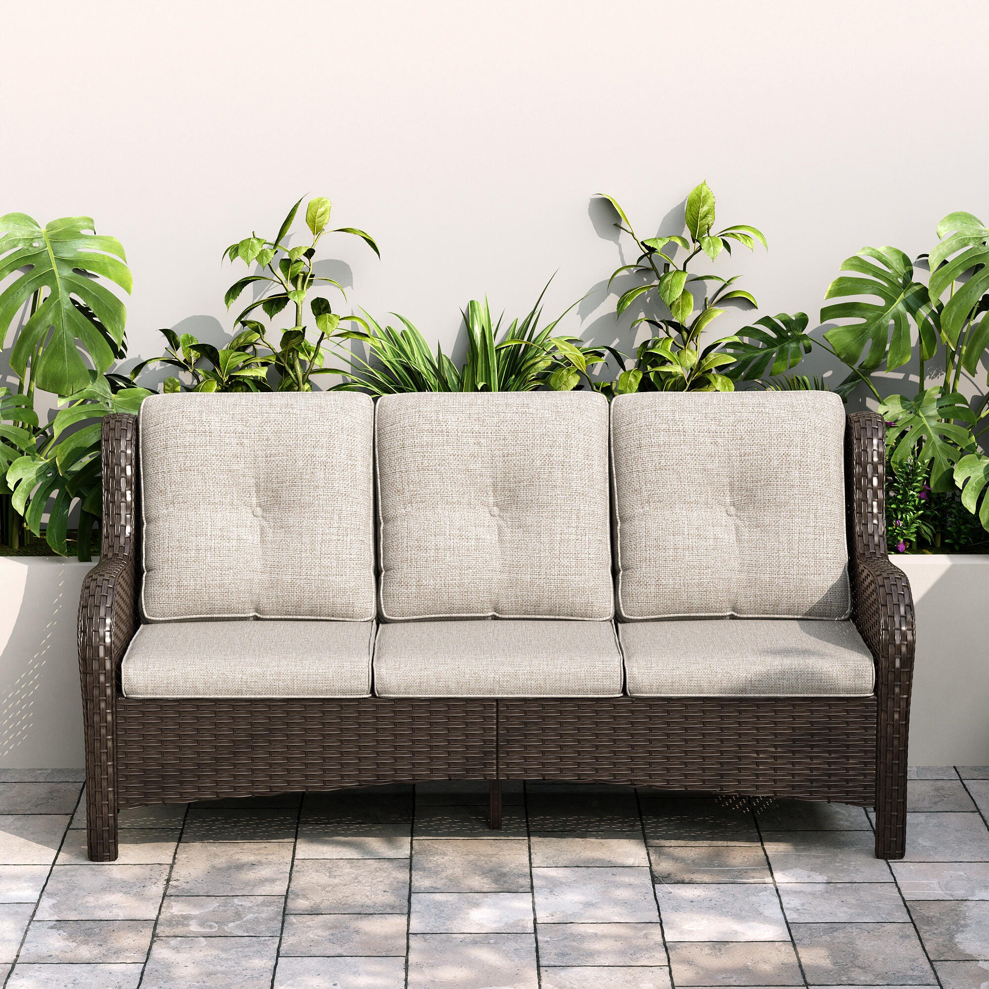 MORN HILL Haven Outdoor Sofa, Beige/Brown, rollover