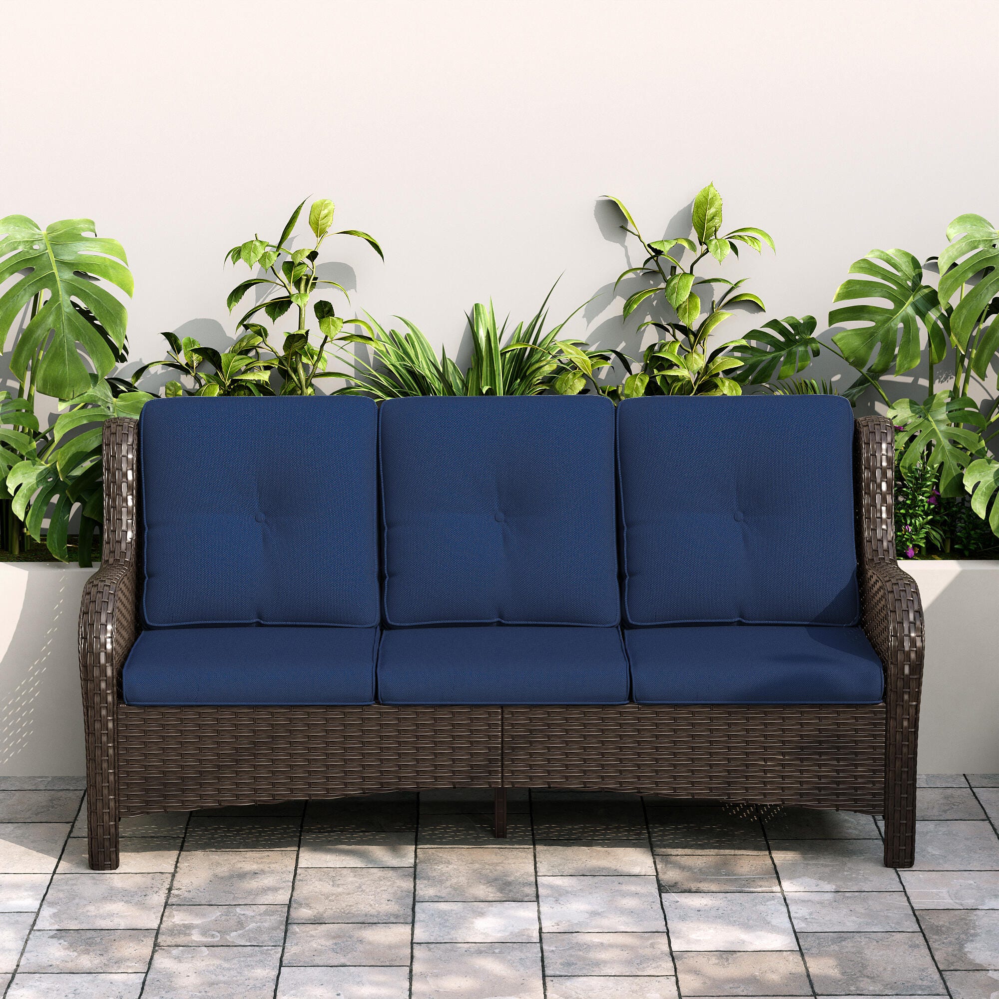 MORN HILL Haven Outdoor Sofa, Blue/Brown, rollover