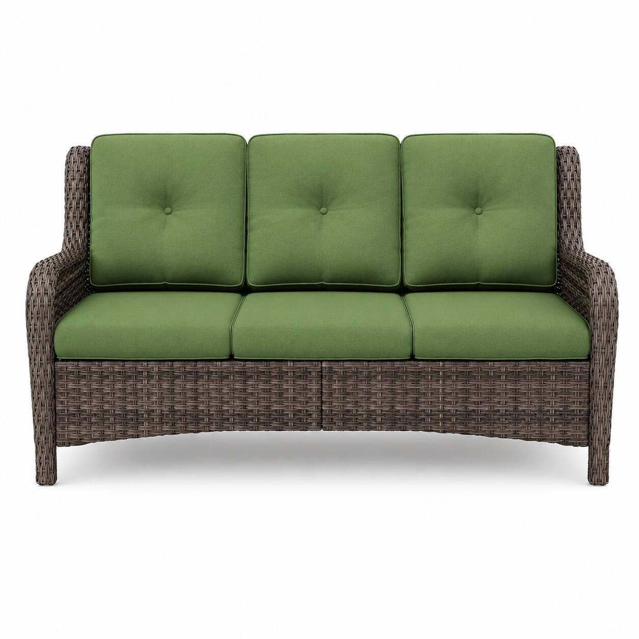 MORN HILL Haven Outdoor Sofa, Green/Brown, large