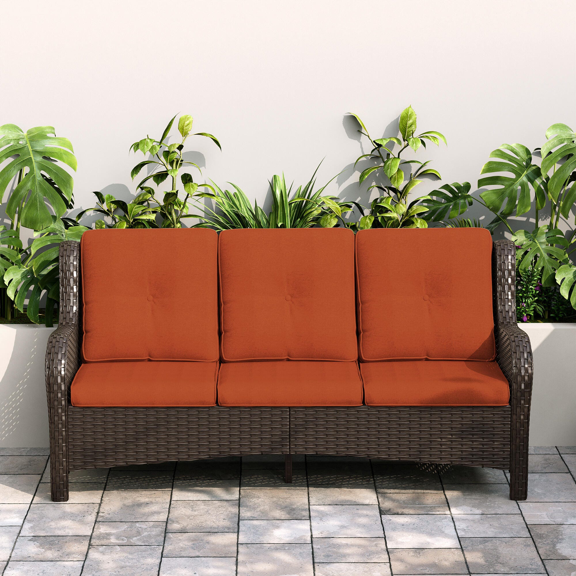 MORN HILL Haven Outdoor Sofa, Orange/Brown, rollover