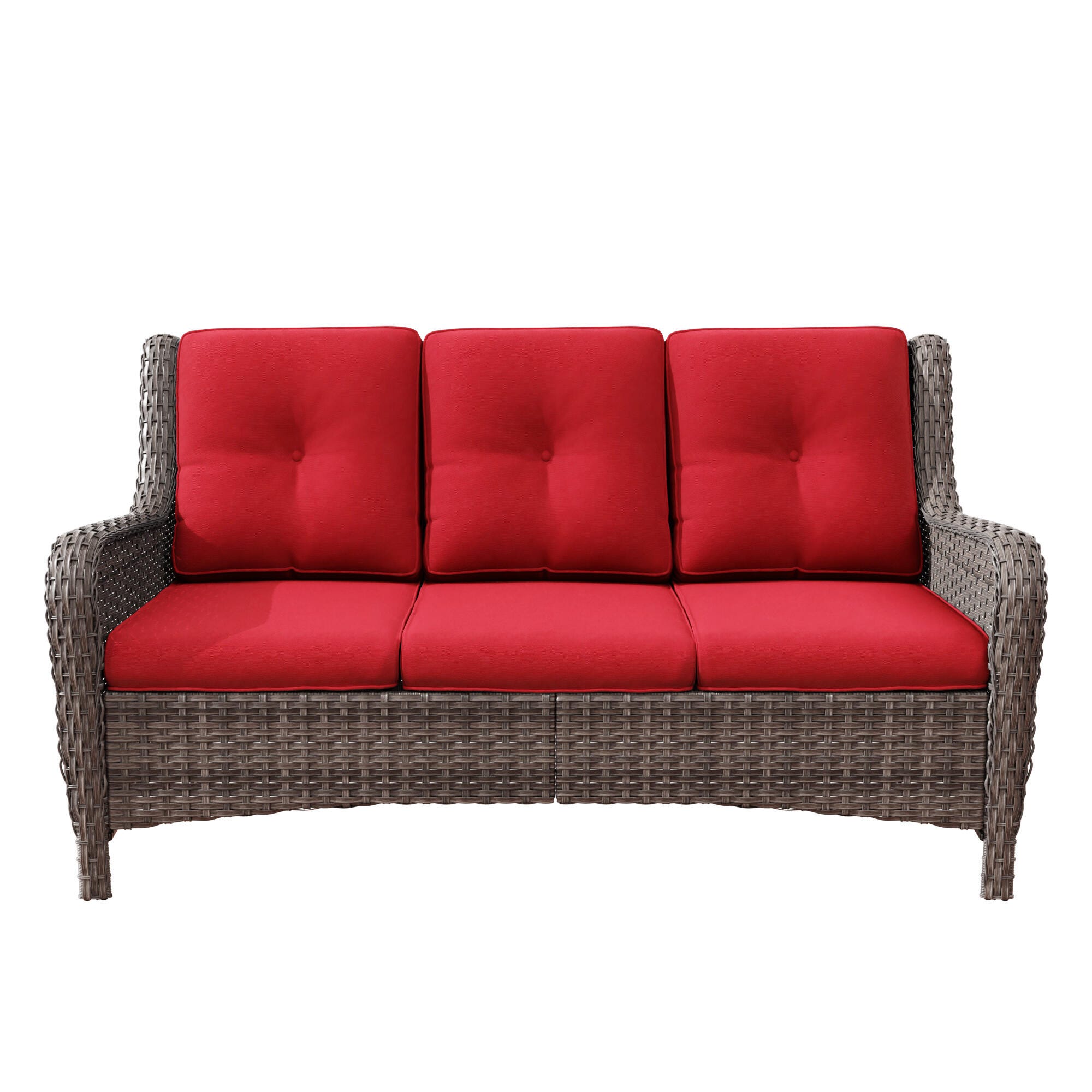 MORN HILL Haven Outdoor Sofa, Red/Brown, large