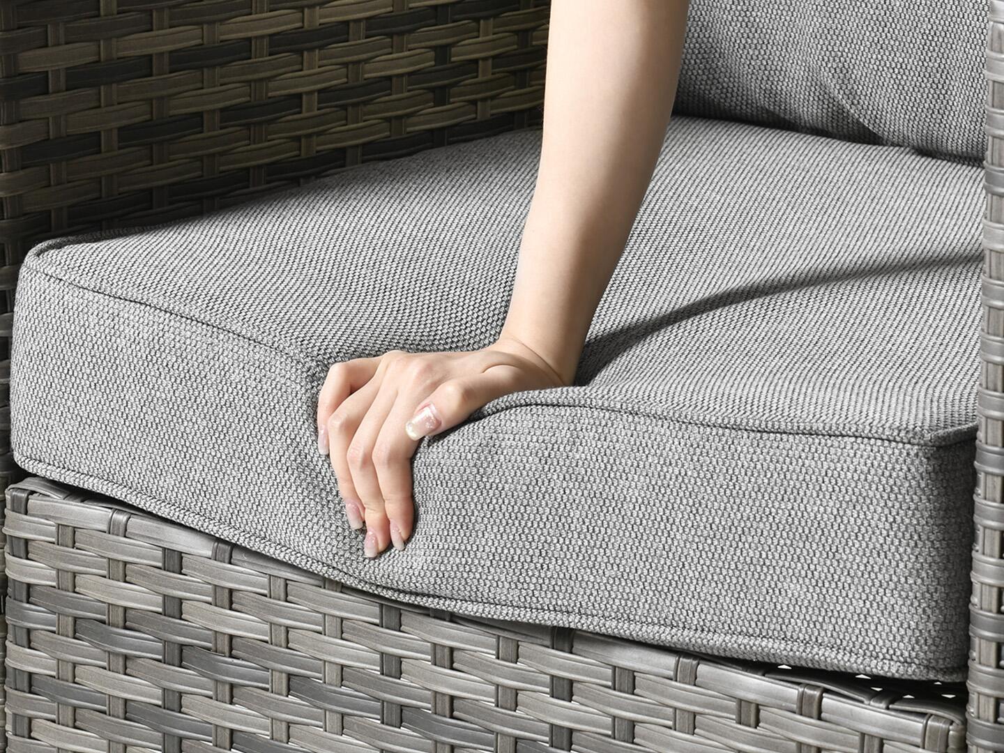 HOMLUX Outdoor Sofa with 2 Ottomans, Gray, large