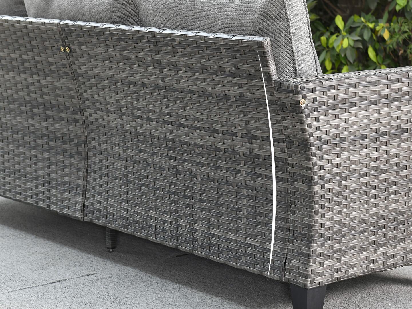 HOMLUX Outdoor Sofa with 2 Ottomans, Gray, large