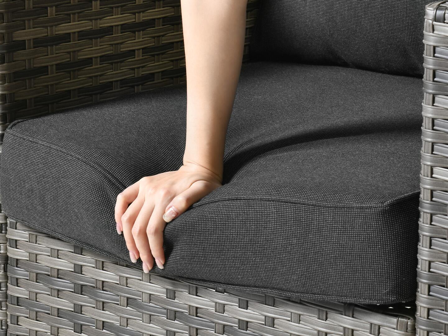 HOMLUX Outdoor Sofa with 2 Ottomans, Dark Gray, large