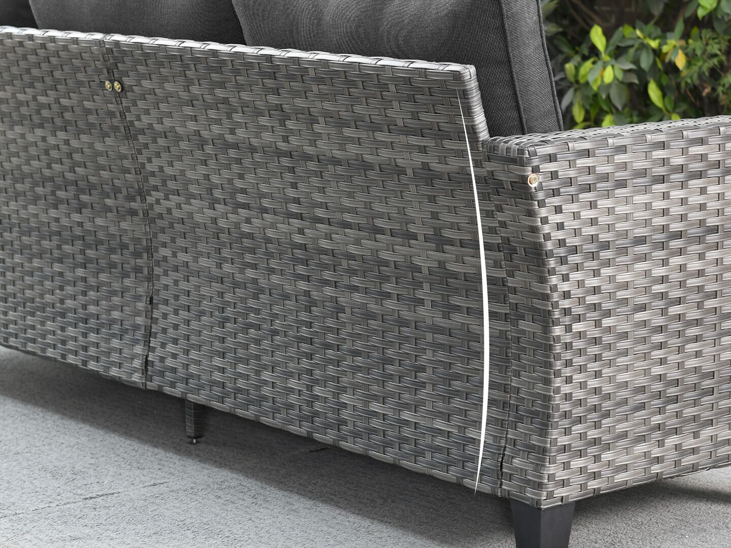 HOMLUX Outdoor Sofa with 2 Ottomans, Dark Gray, large