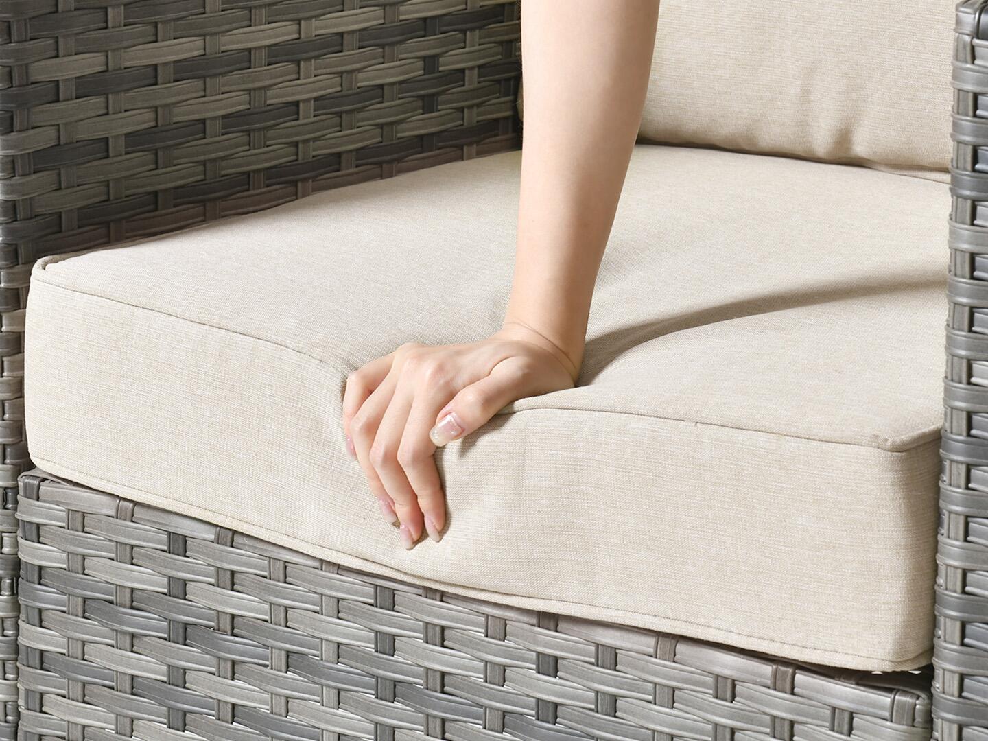 HOMLUX Outdoor Sofa with 2 Ottomans, Beige, large