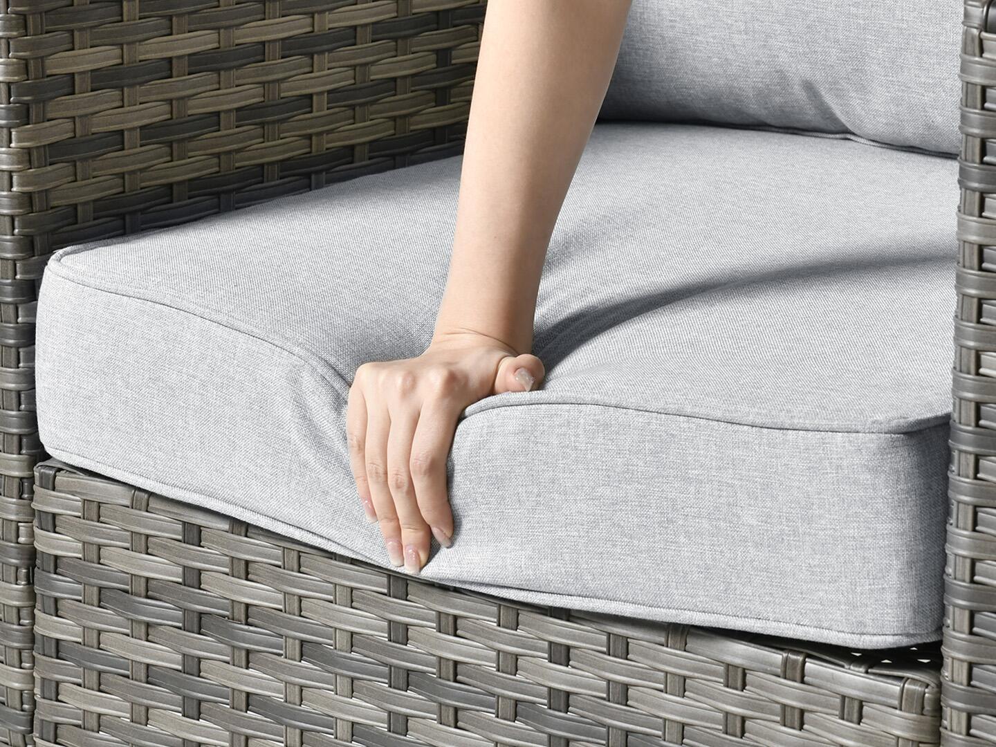 HOMLUX Outdoor Sofa with 2 Ottomans, Light Gray, large