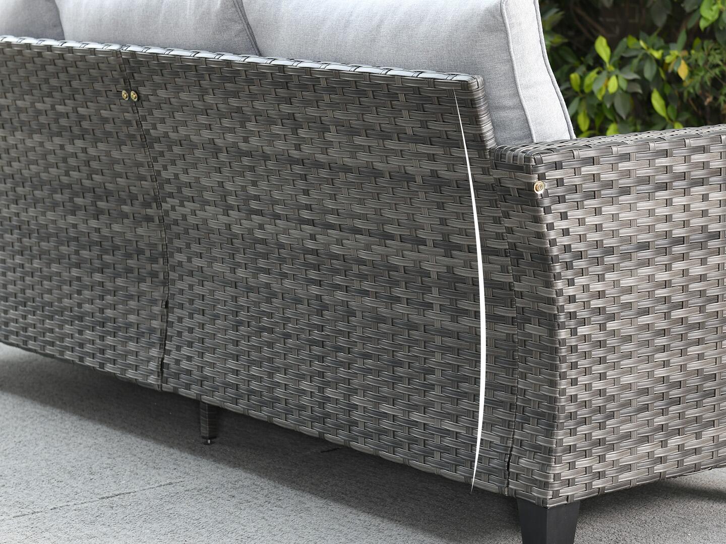 HOMLUX Outdoor Sofa with 2 Ottomans, Light Gray, large