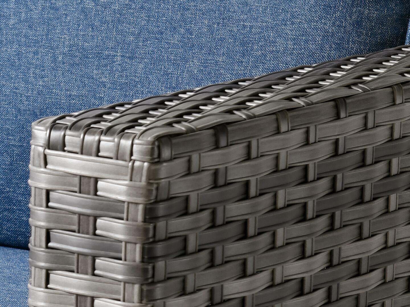 HOMLUX Outdoor Sofa with 2 Ottomans, Denim Blue, large