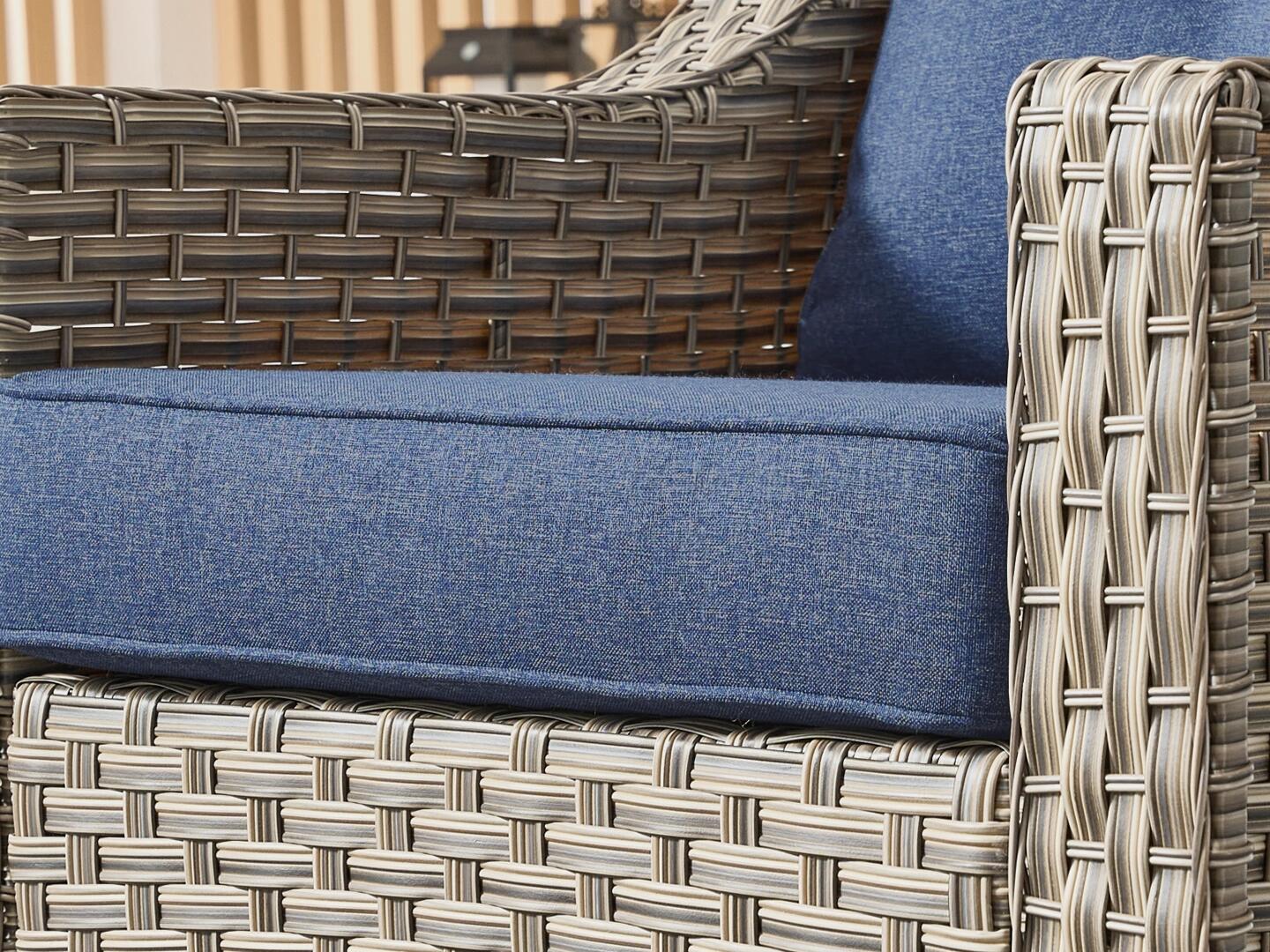 HOMLUX Outdoor 2 Swivel Rockers and Side Table, Denim Blue, large