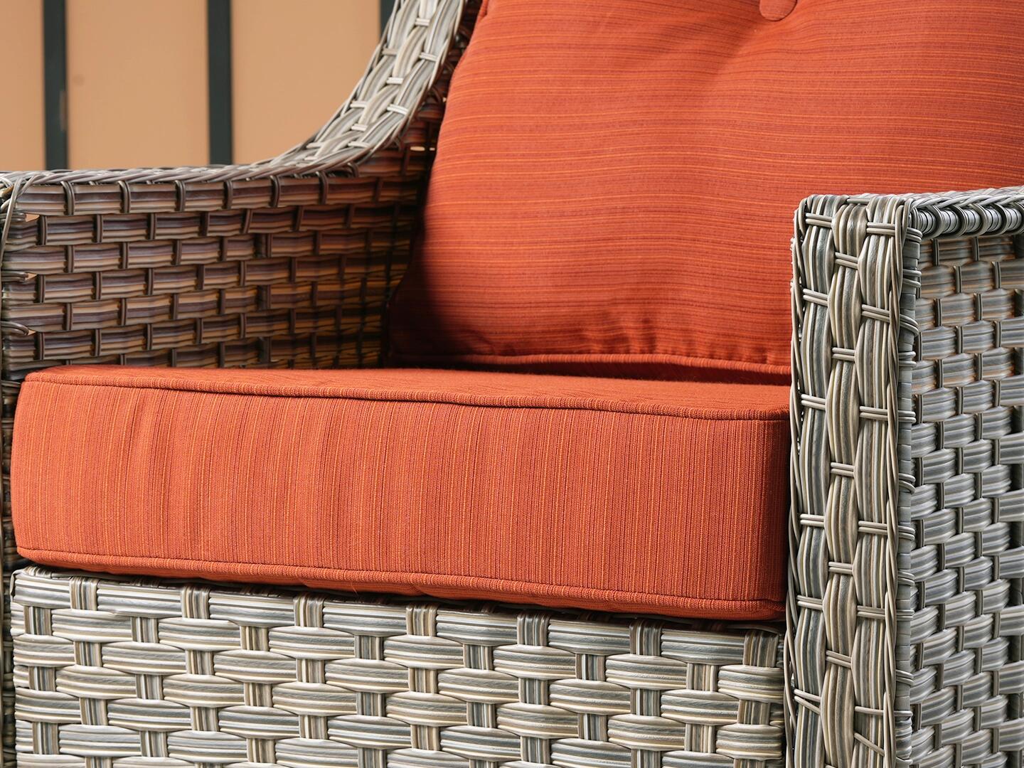 HOMLUX Outdoor 2 Swivel Rockers and Side Table, Orange, large