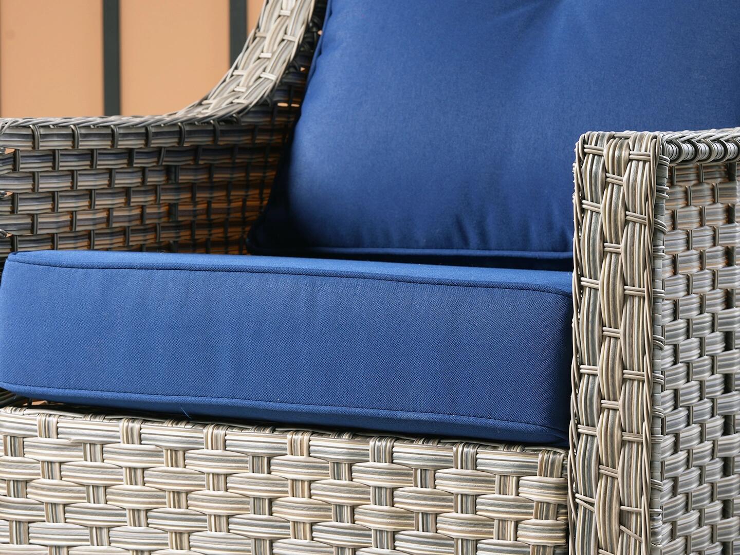 HOMLUX Outdoor 2 Swivel Rockers and Side Table, Navy Blue, large
