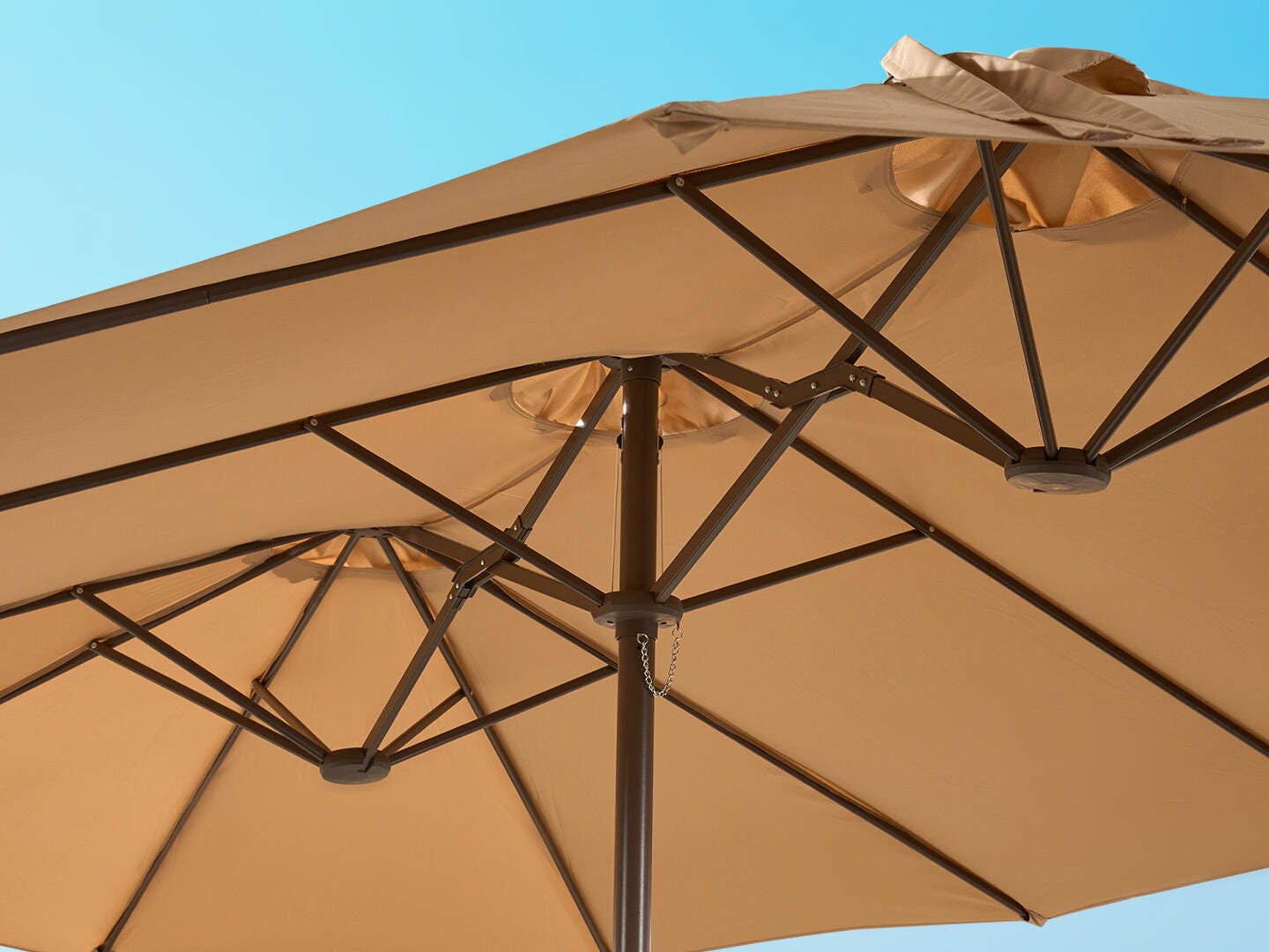 HOMLUX Solid 14.5' Outdoor Umbrella, Tan, large