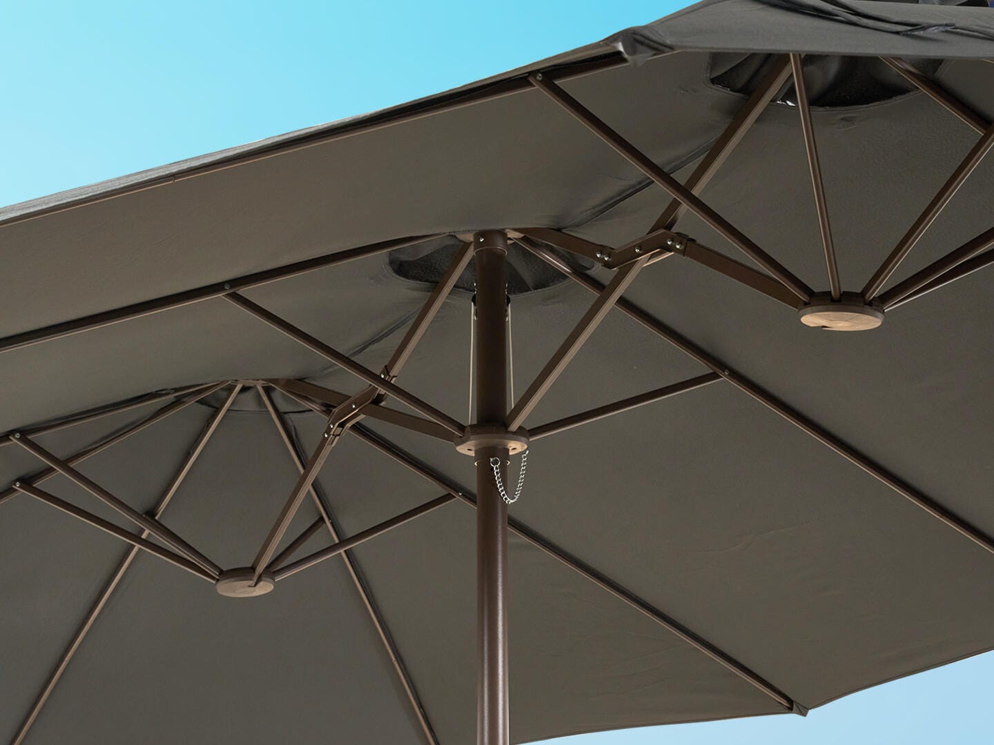 HOMLUX Solid 14.5' Outdoor Umbrella, Dark Gray, large