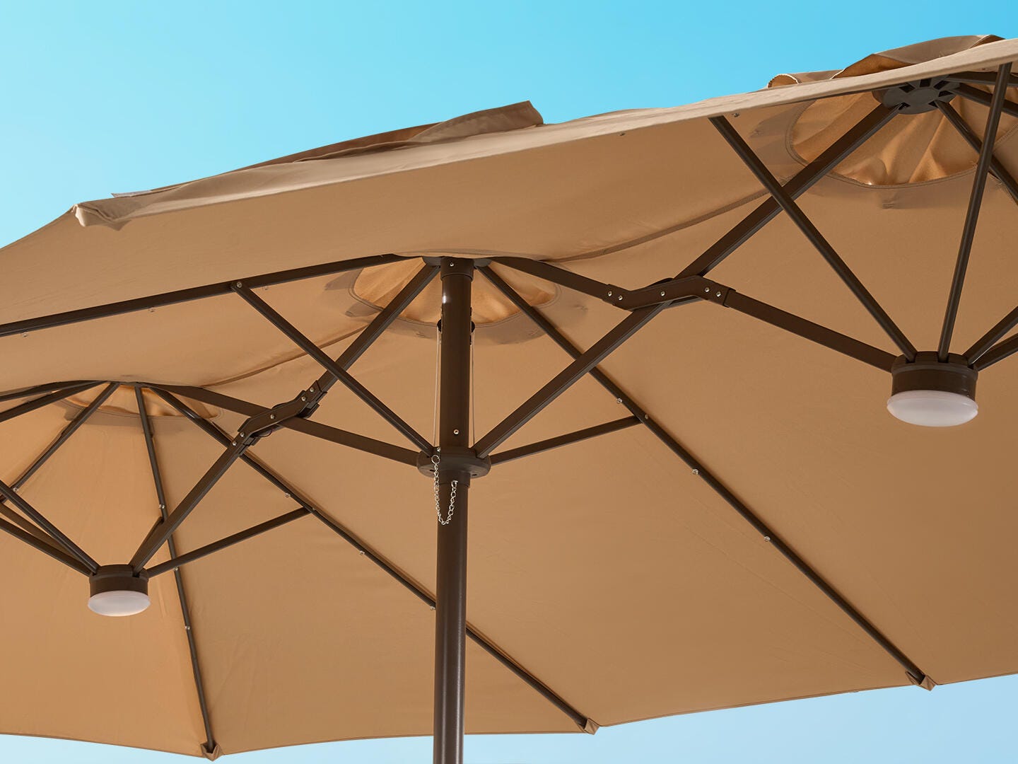 HOMLUX 14.5' Outdoor Umbrella, Tan, large